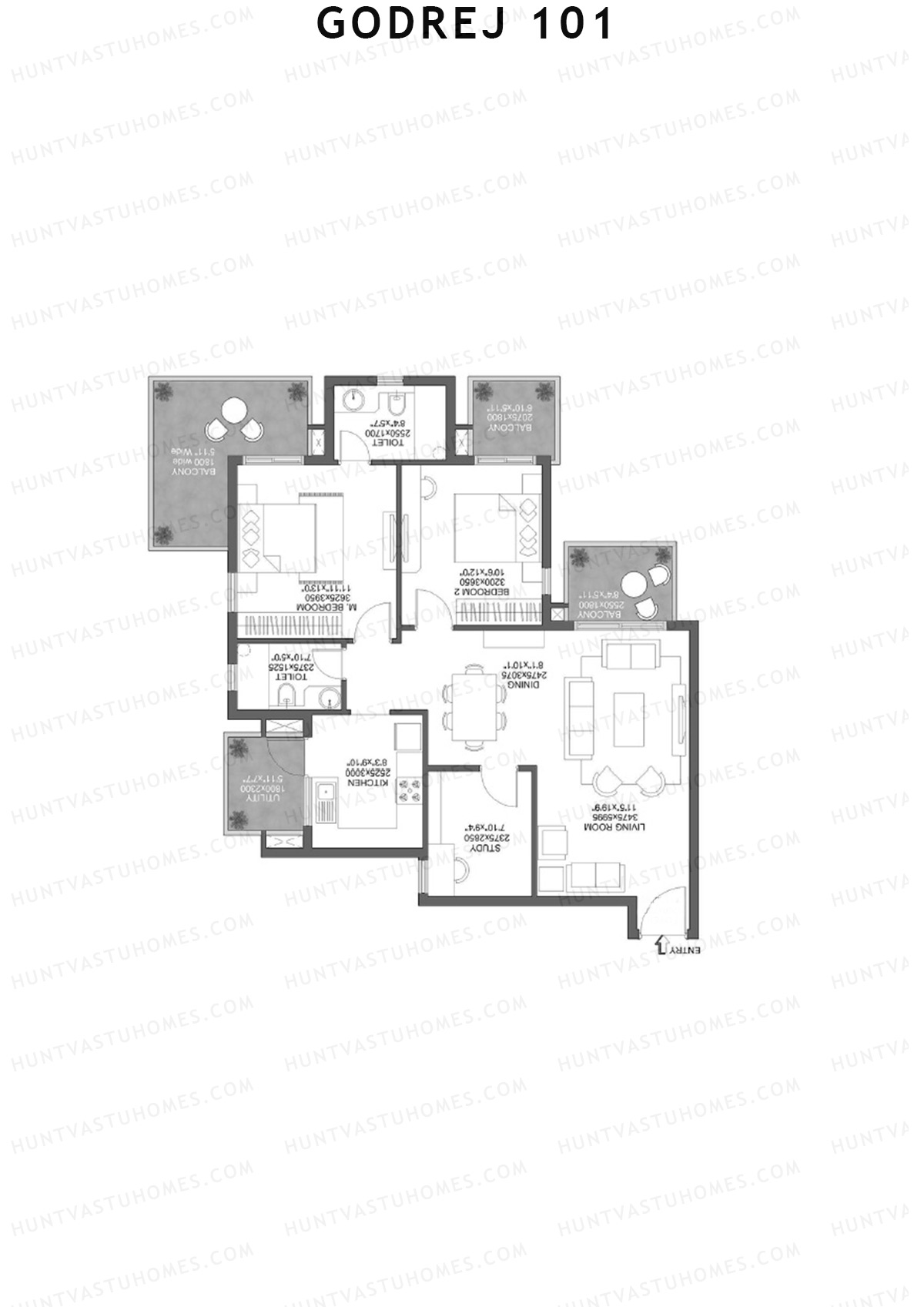 Godrej 101 Tower A Unit 6 (Type 1) Floor Plan