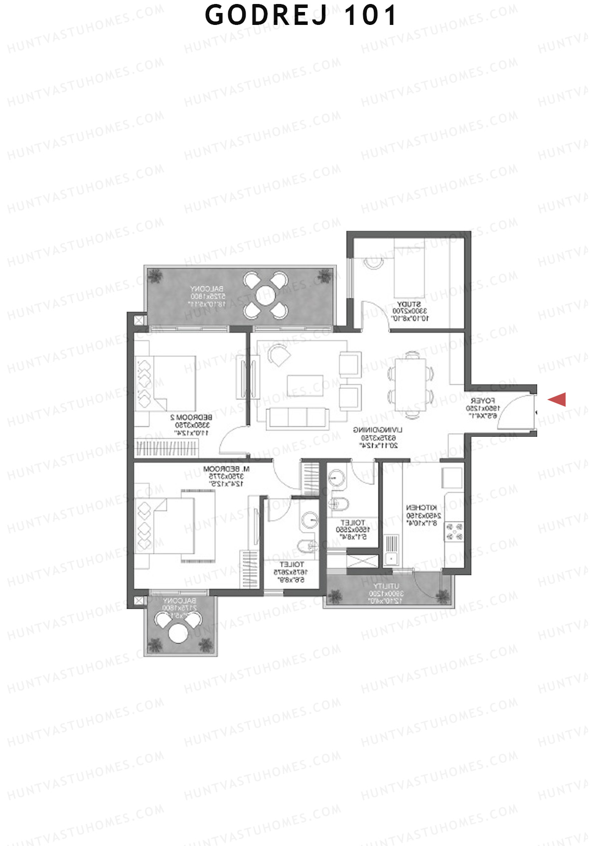 Godrej 101 Tower D Unit 5 (Type 2) Floor Plan