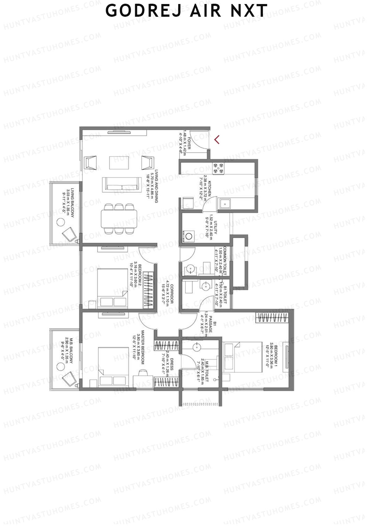 Godrej Air Nxt Tower J Unit 3 Floor Plan