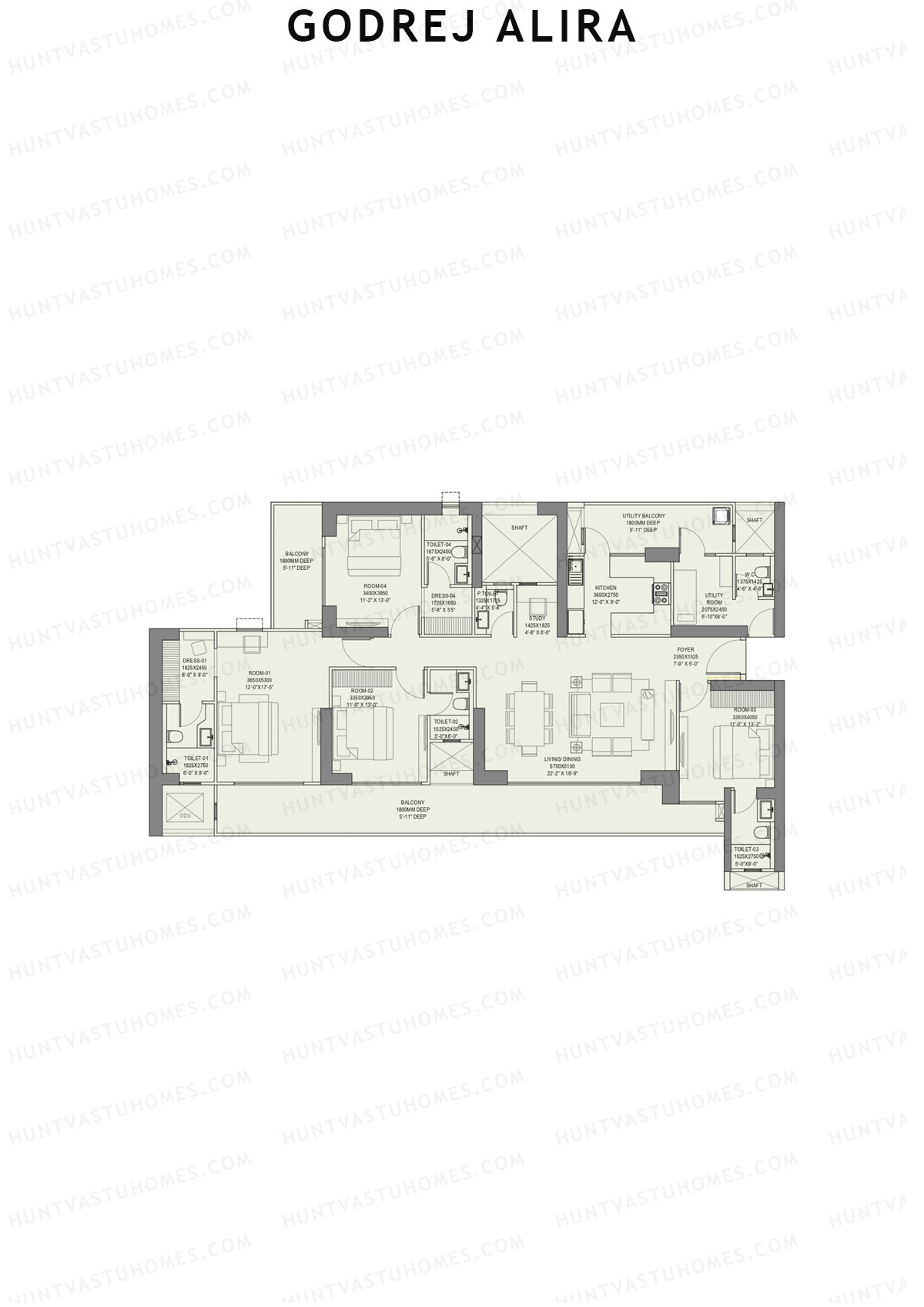 Godrej Alira Tower A Unit 3 (Type 1) Floor Plan
