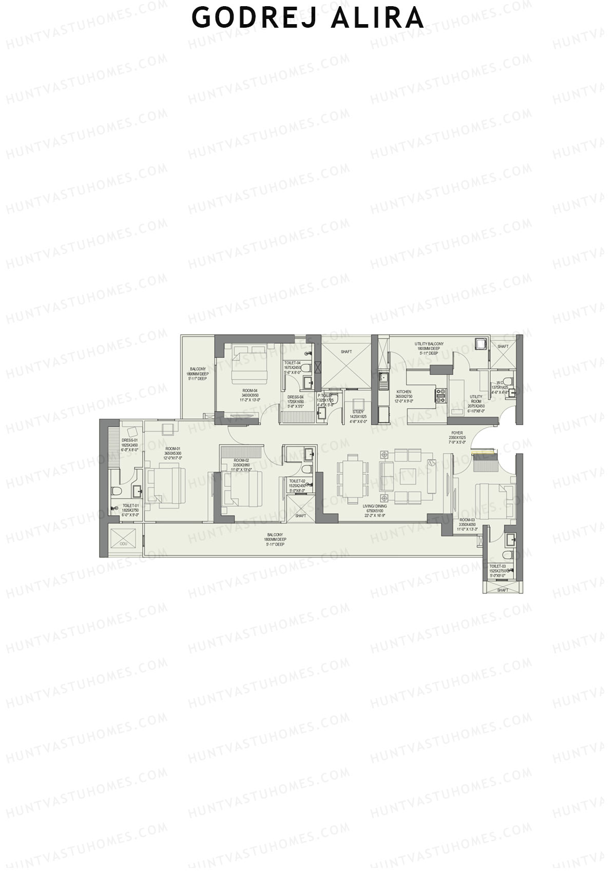 Godrej Alira Tower A Unit 3 (Type 2) Floor Plan