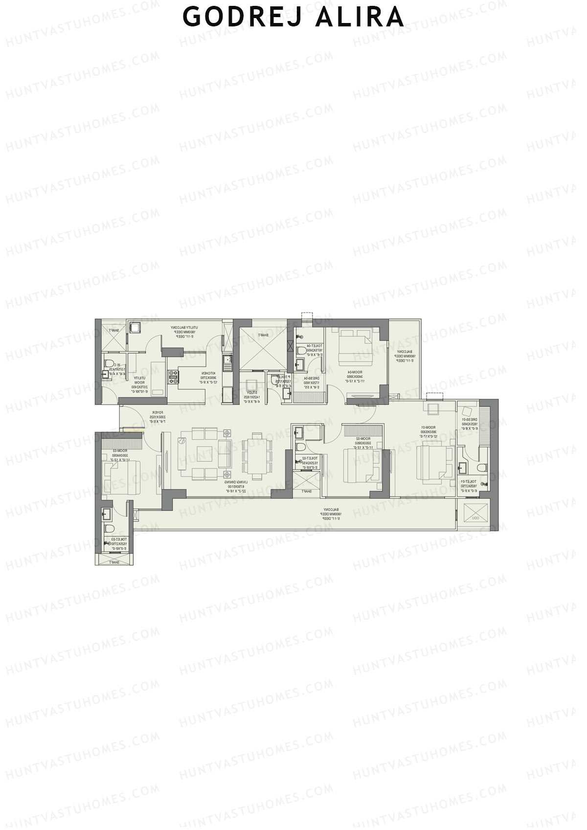 Godrej Alira Tower A Unit 4 (Type 3) Floor Plan