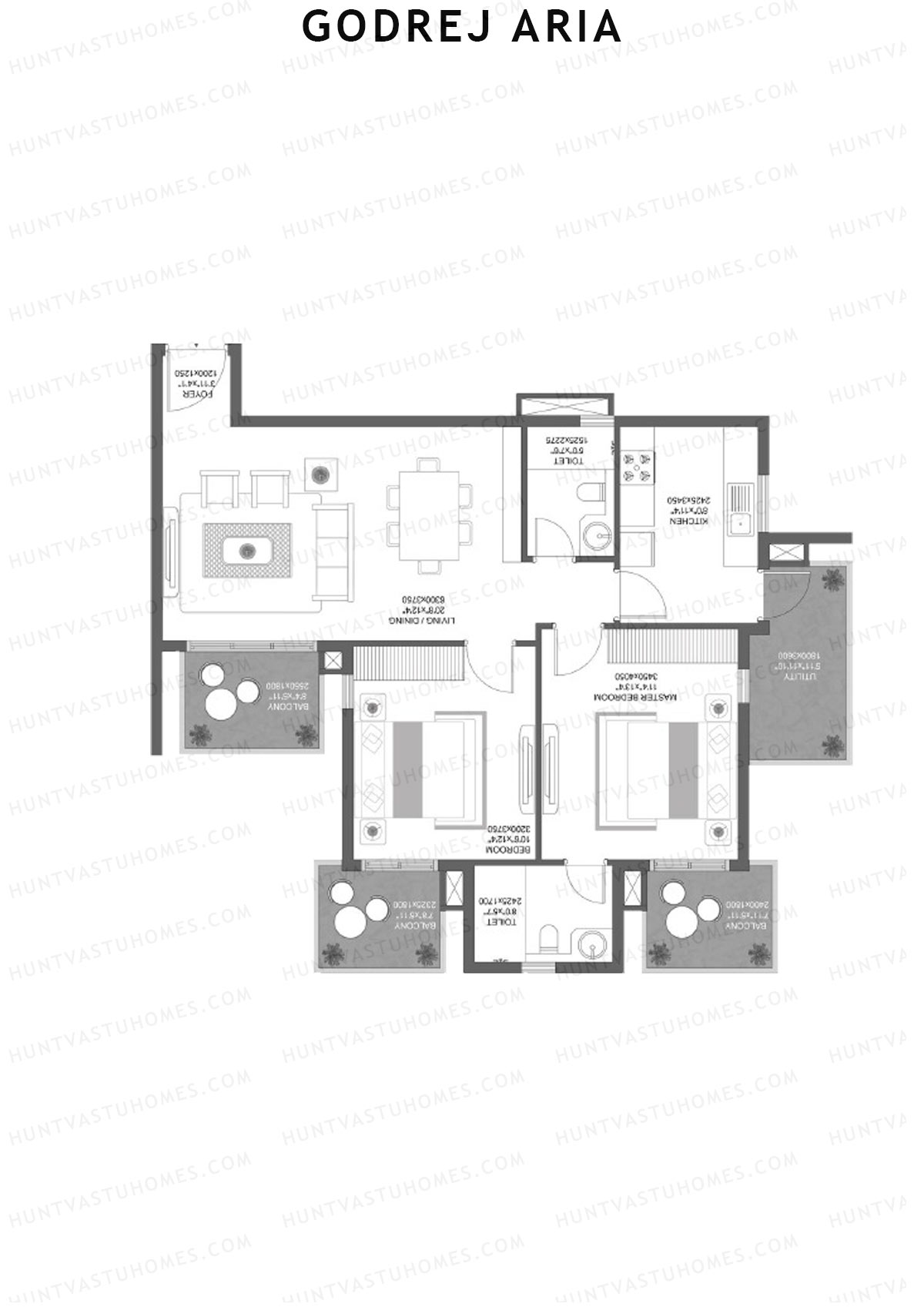 Godrej Aria Tower F Unit 3 Floor Plan