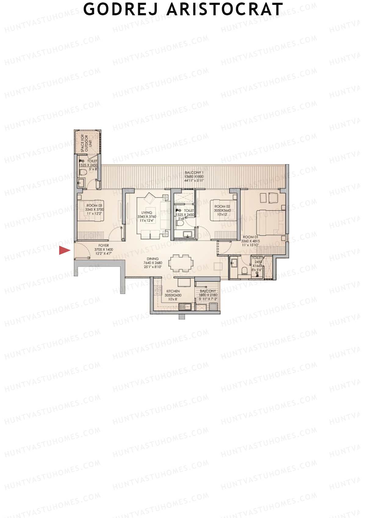 Godrej Aristocrat Tower 1 Unit 2 (Type 4) Floor Plan
