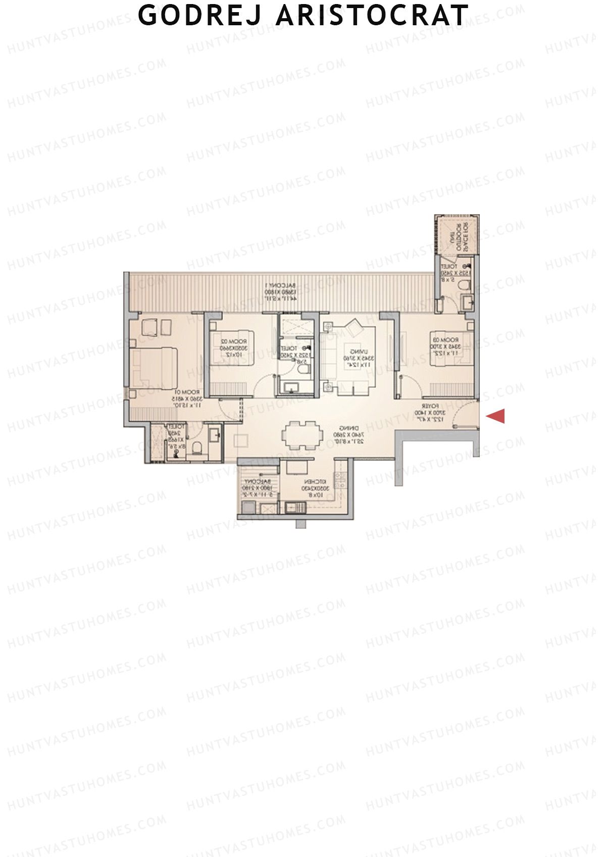 Godrej Aristocrat Tower 2 Unit 1 (Type 4) Floor Plan