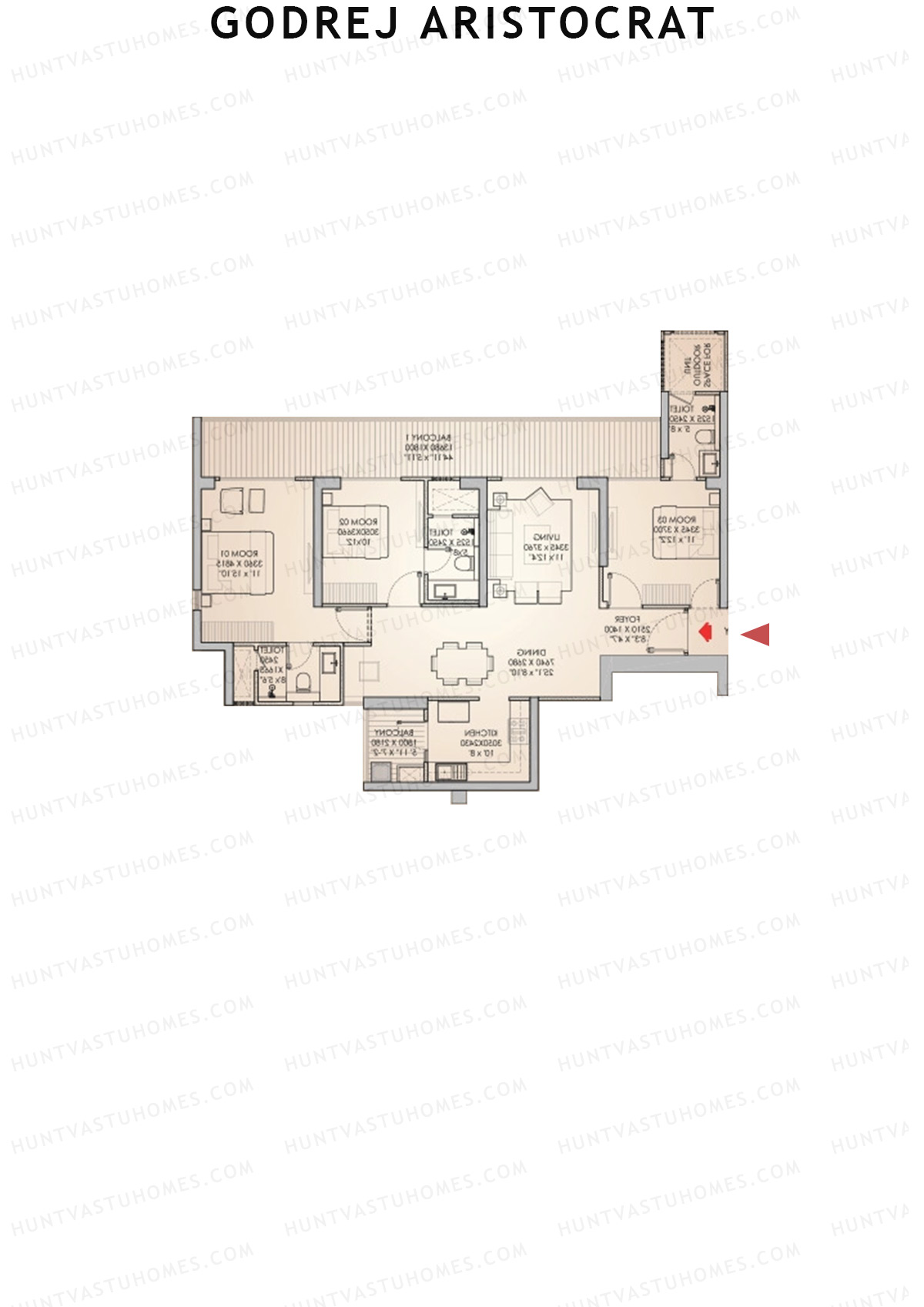 Godrej Aristocrat Tower 3 Unit 1 (Type 3) Floor Plan