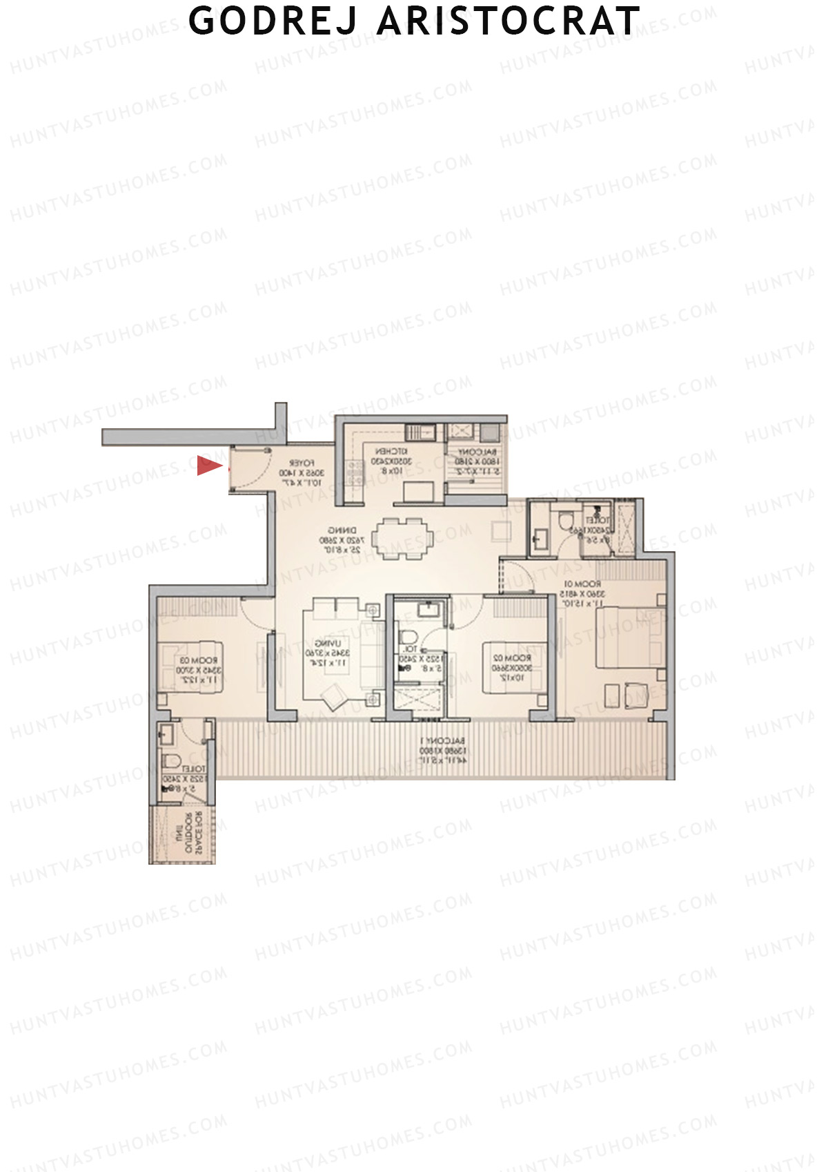 Godrej Aristocrat Tower 4 Unit 3 (Type 6) Floor Plan