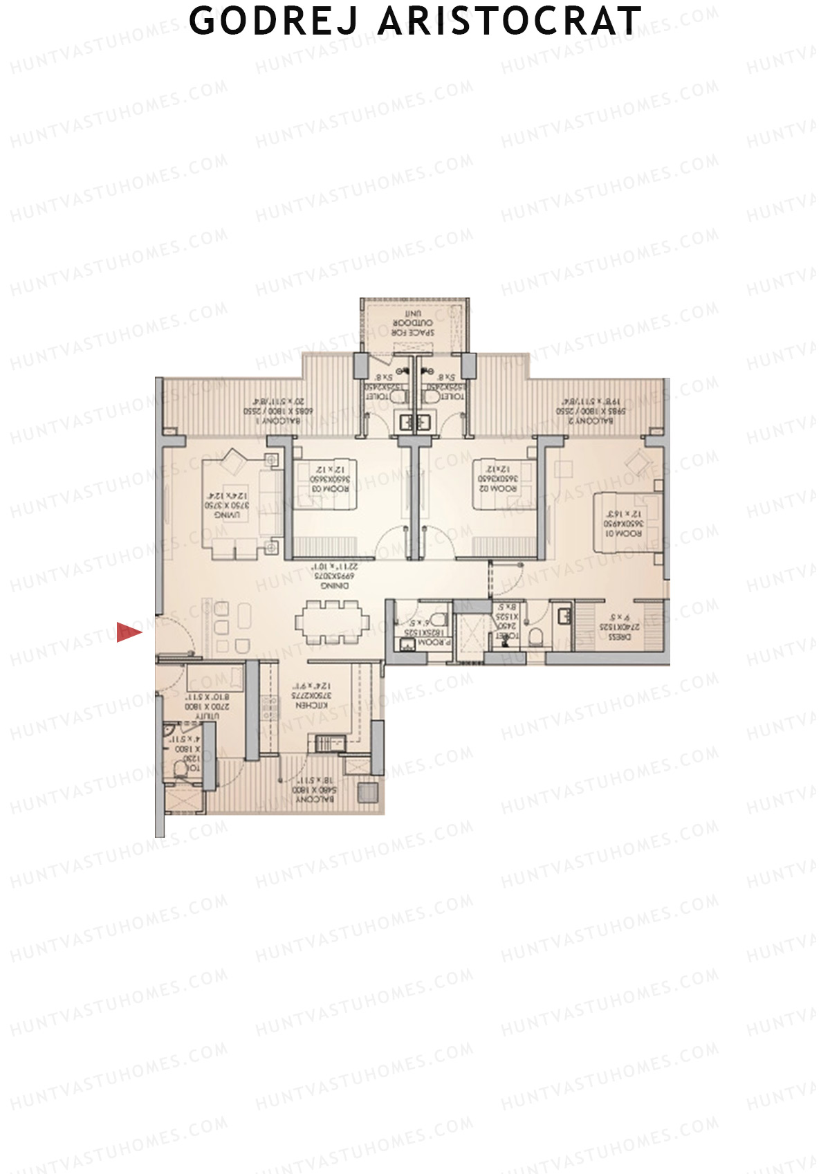 Godrej Aristocrat Tower 5 Unit 2 (Type 7) Floor Plan