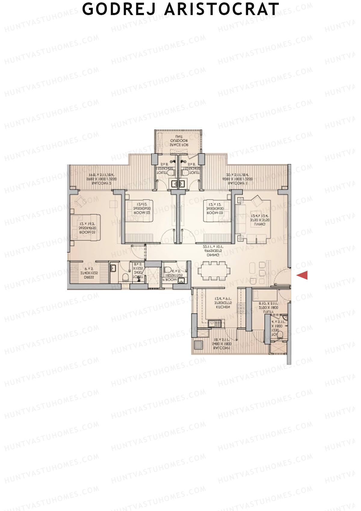 Godrej Aristocrat Tower 6 Unit 1 (Type 7) Floor Plan