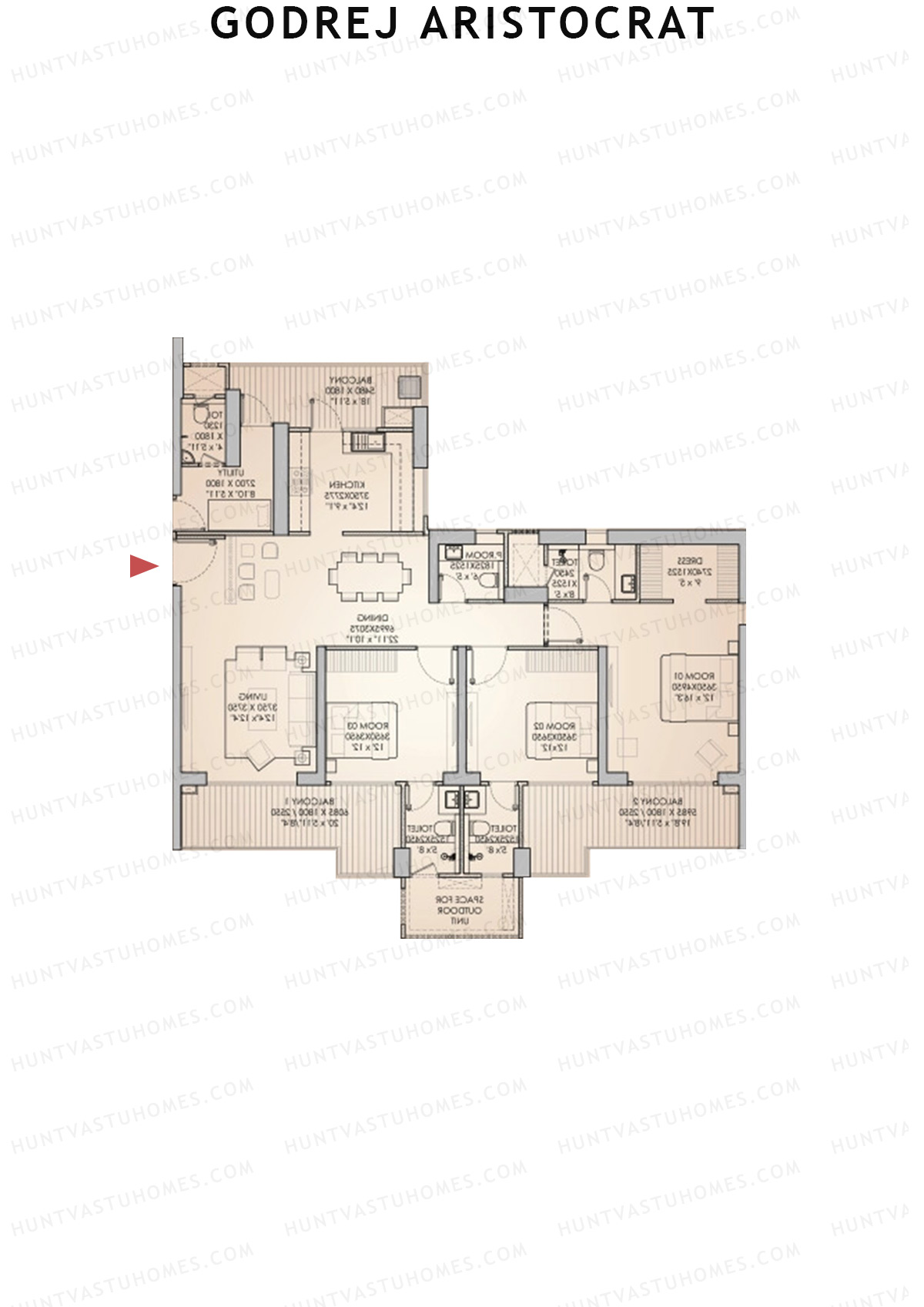 Godrej Aristocrat Tower 6 Unit 3 (Type 7) Floor Plan
