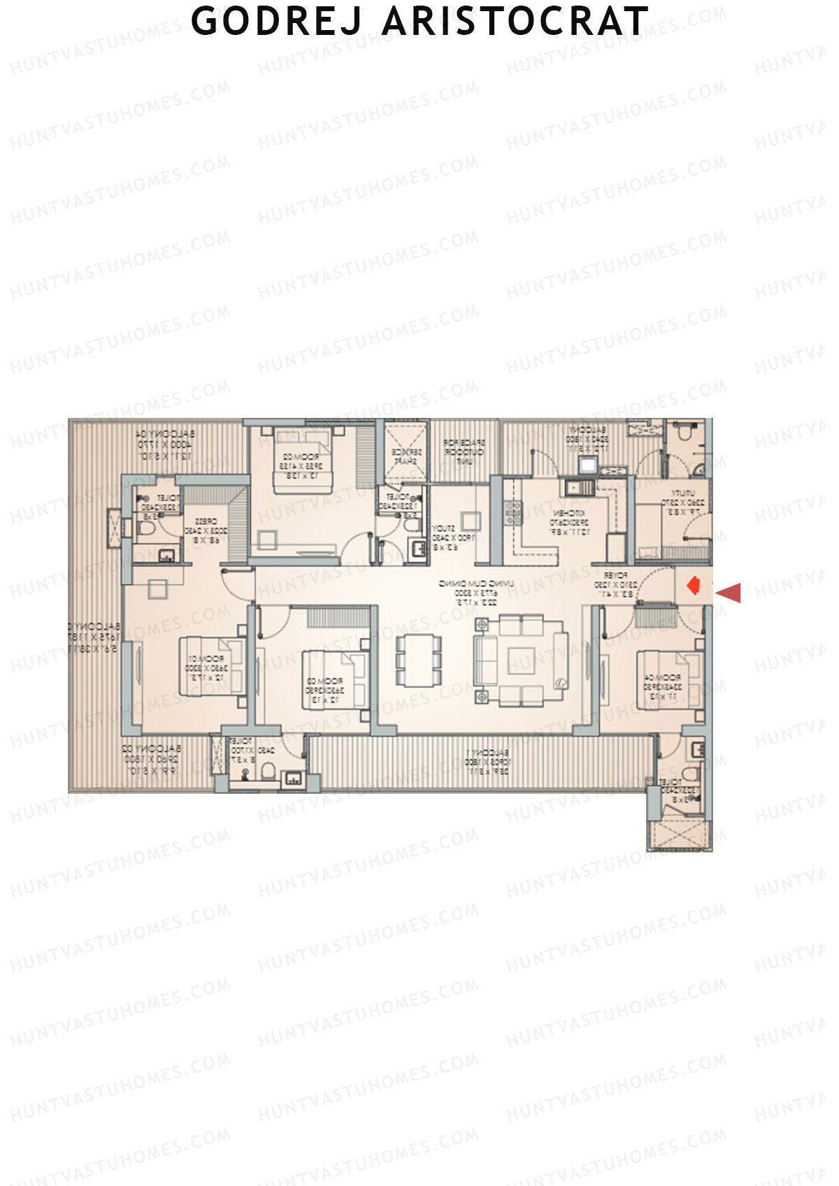 Godrej Aristocrat Tower 6 Unit 4 (Type 2) Floor Plan