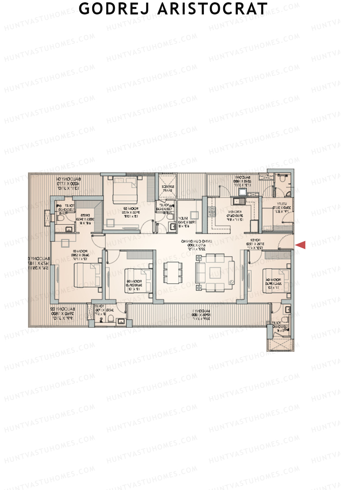 Godrej Aristocrat Tower 6 Unit 4 (Type 3) Floor Plan