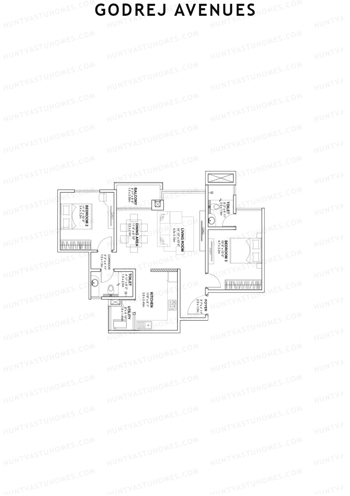 Godrej Avenues Tower D Unit 3 Floor Plan