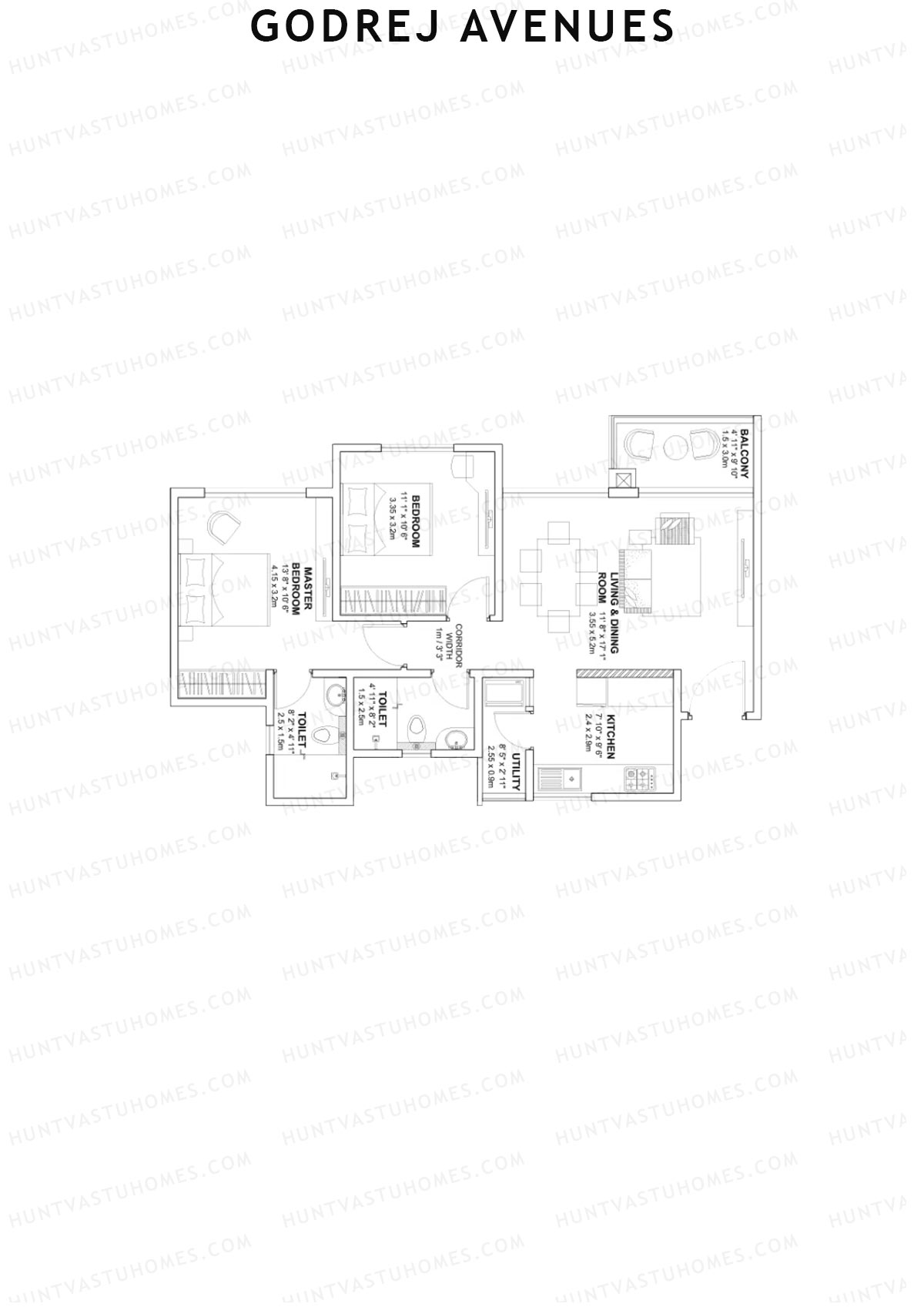 Godrej Avenues Tower H Unit 3 Floor Plan