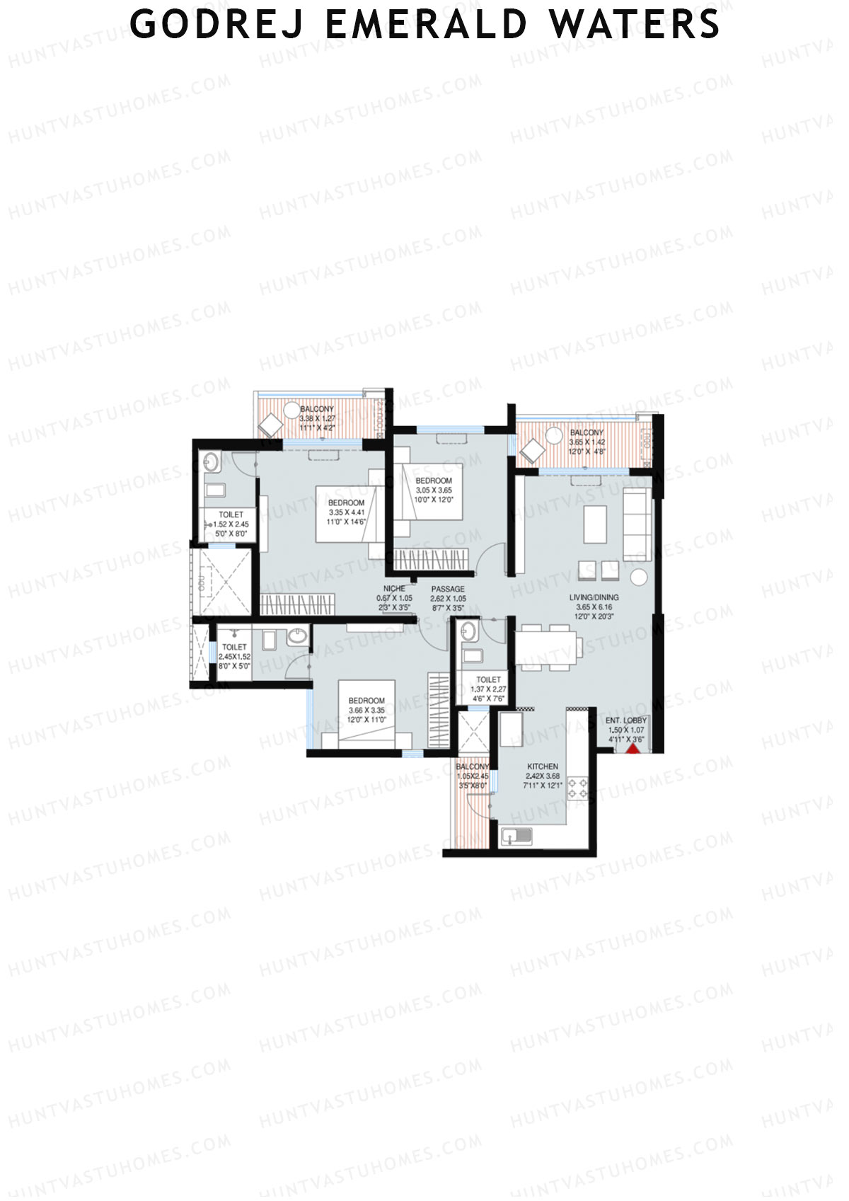Godrej Emerald Waters Tower 3 Unit 1 Floor Plan