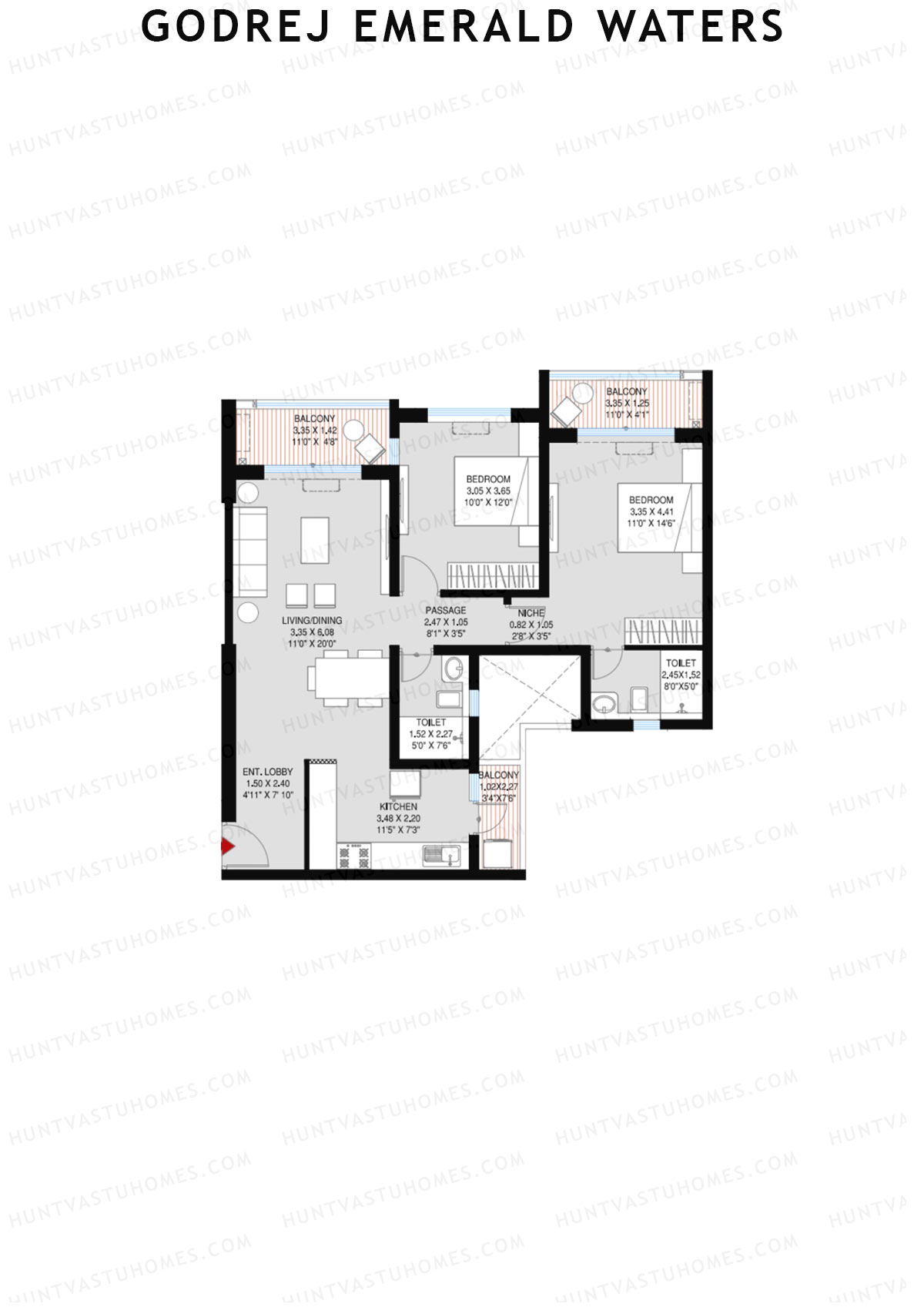 Godrej Emerald Waters Tower 3 Unit 2 Floor Plan