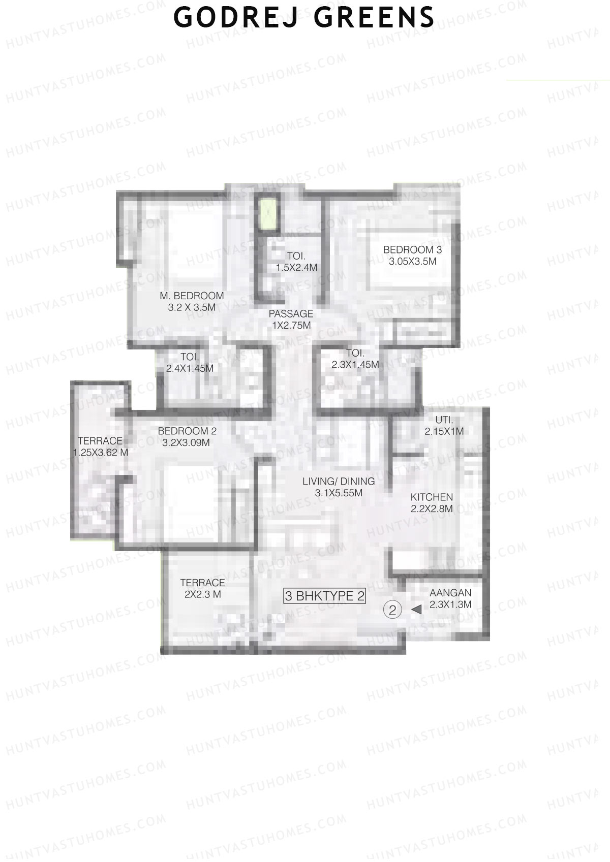 Godrej Greens B1 Wing A Unit 2 (Type 2) Floor Plan