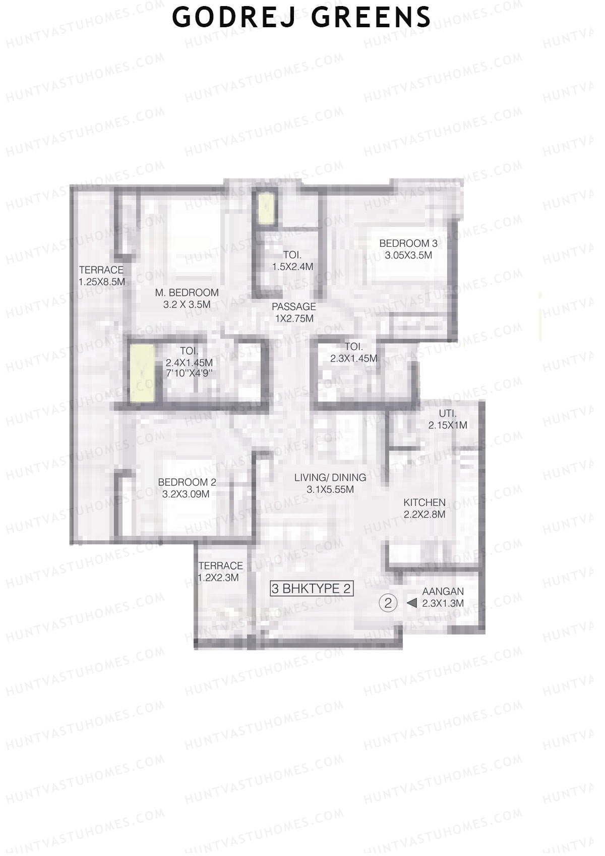 Godrej Greens B1 Wing A Unit 2 (Type 2) Floor Plan