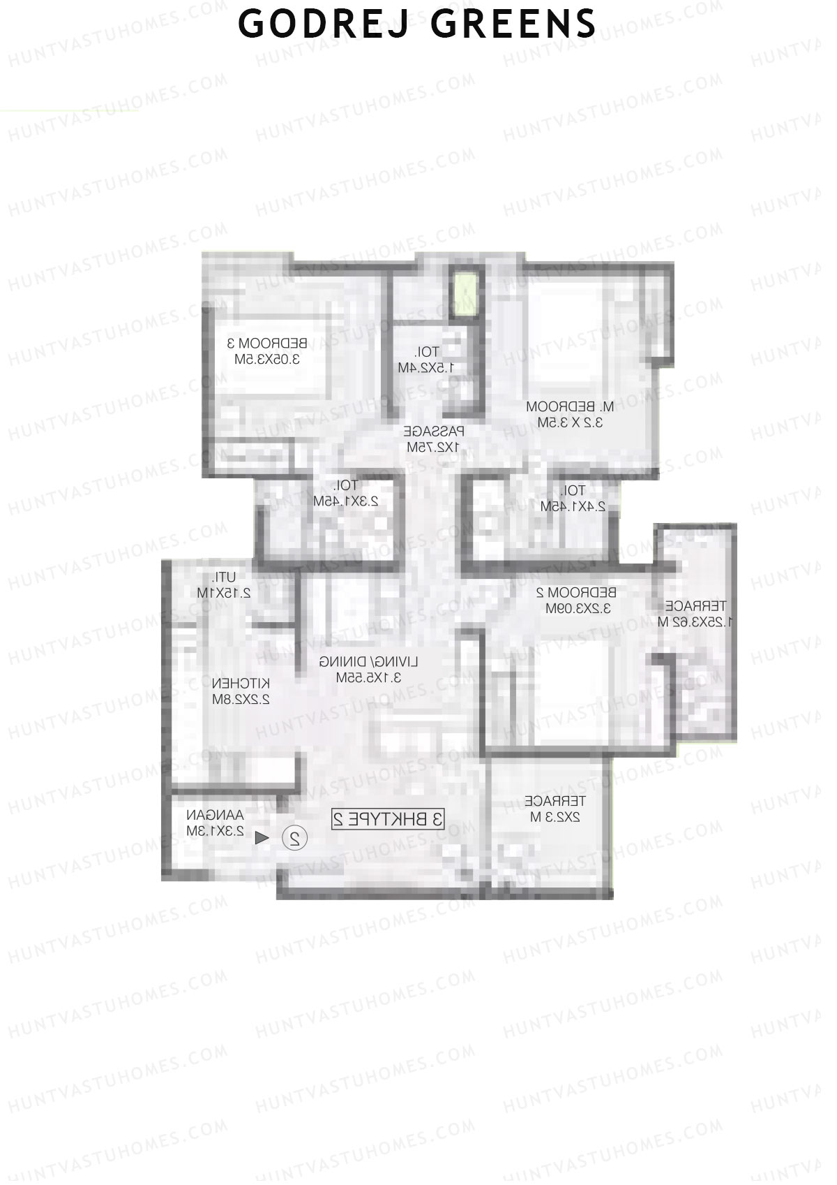 Godrej Greens B1 Wing A Unit 3 (Type 2) Floor Plan