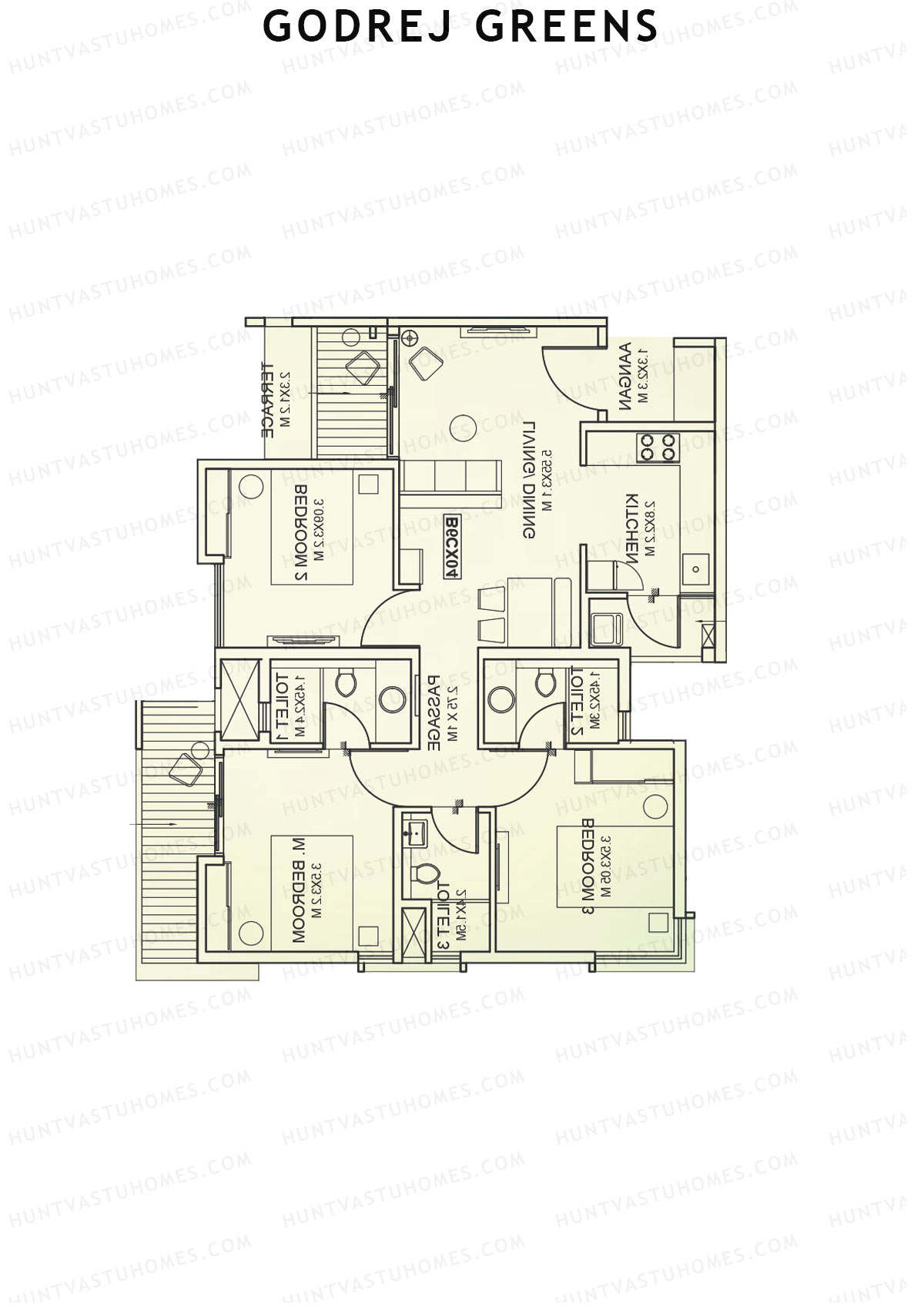 Godrej Greens B1 Wing C Unit 1 (Type 2) Floor Plan