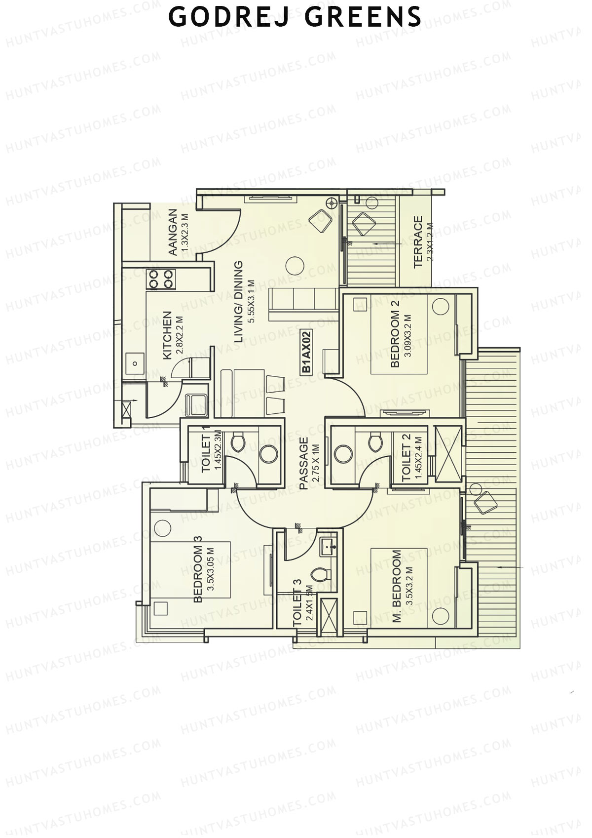 Godrej Greens B1 Wing C Unit 4 Floor Plan