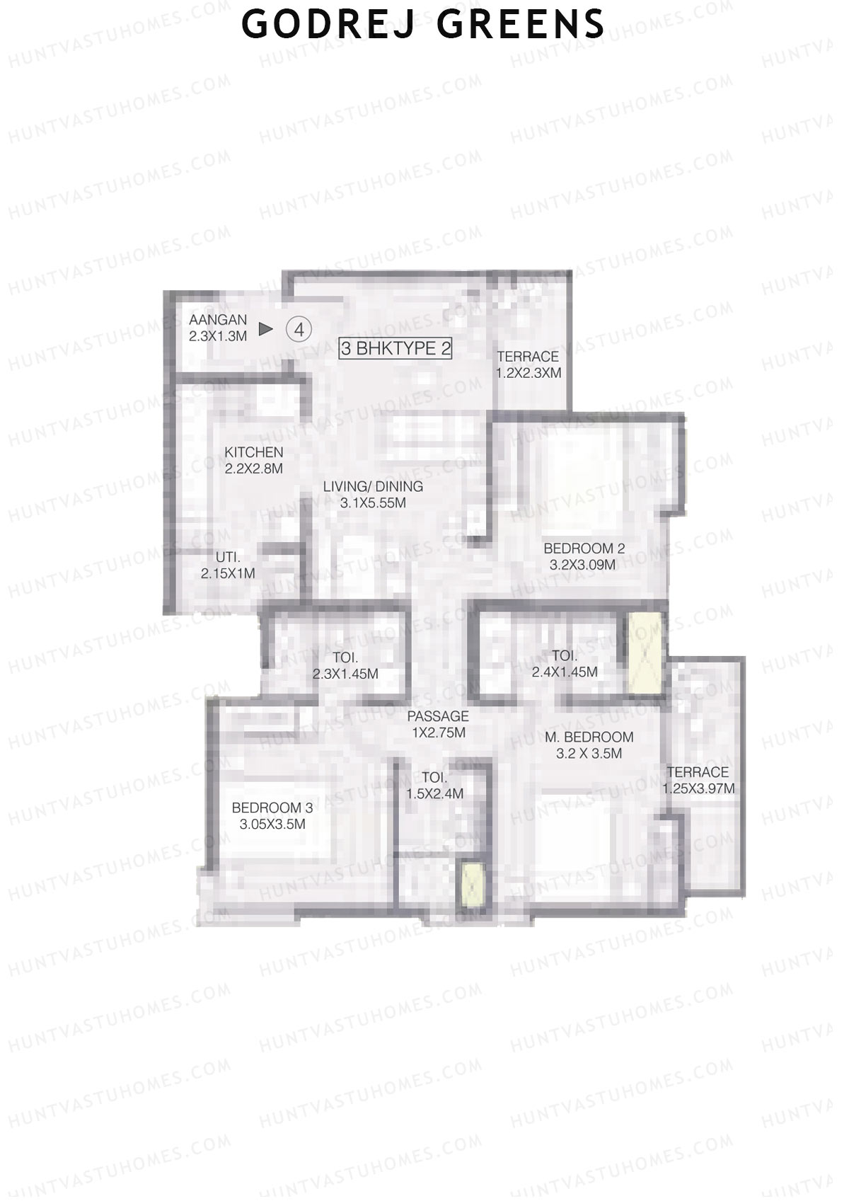 Godrej Greens B1 Wing C Unit 4 (Type 2) Floor Plan