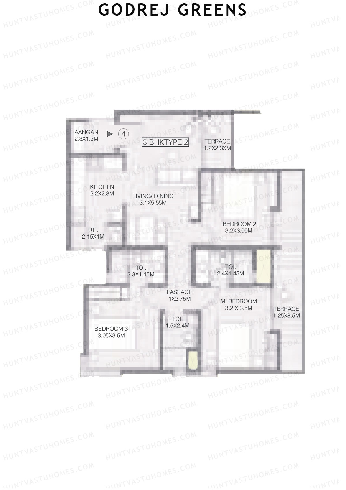 Godrej Greens B1 Wing C Unit 4 (Type 2) Floor Plan