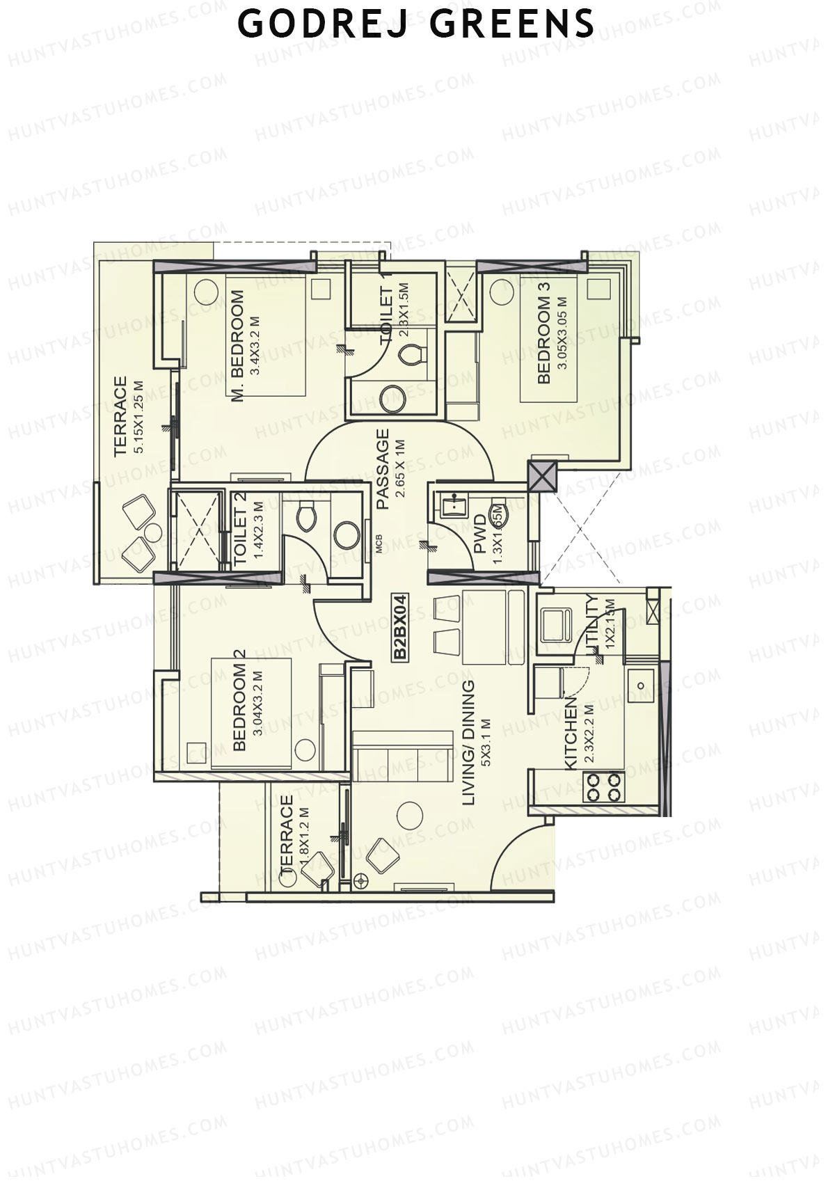 Godrej Greens B2 Wing A Unit 2 Floor Plan