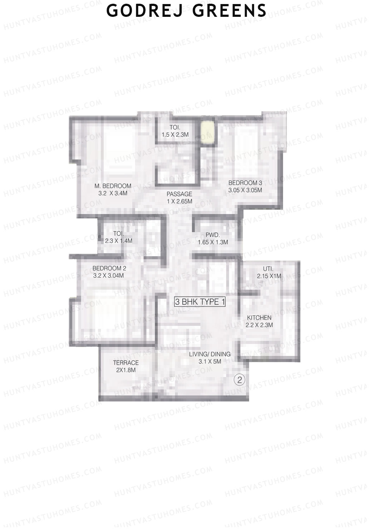 Godrej Greens B2 Wing A Unit 2 (Type 1) Floor Plan