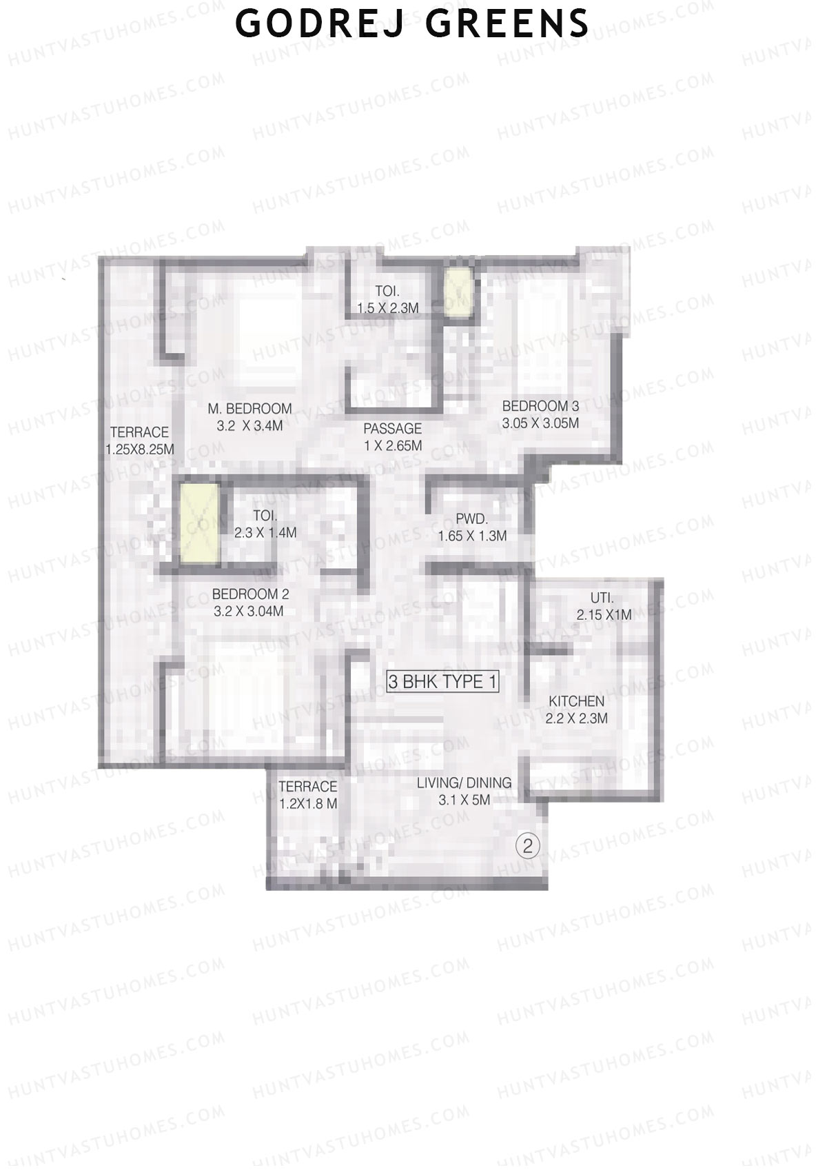 Godrej Greens B2 Wing A Unit 2 (Type 1) Floor Plan
