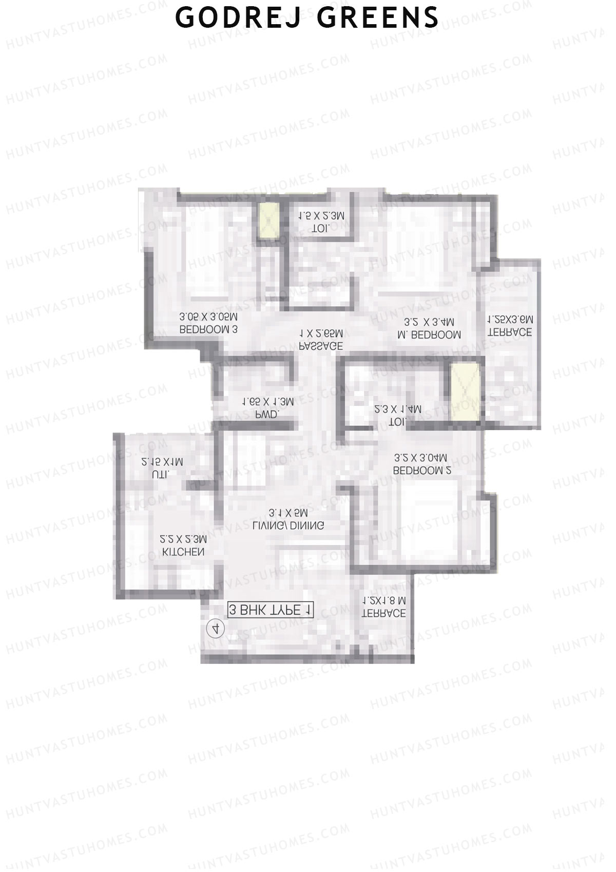 Godrej Greens B2 Wing A Unit 3 (Type 1) Floor Plan