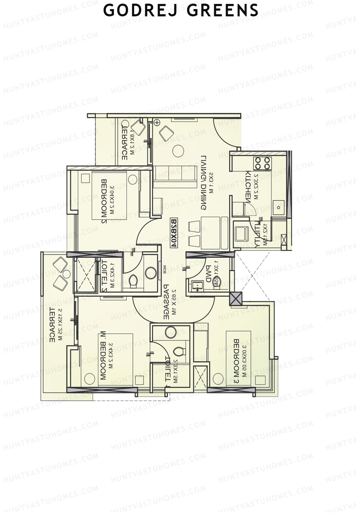 Godrej Greens B2 Wing B Unit 1 Floor Plan
