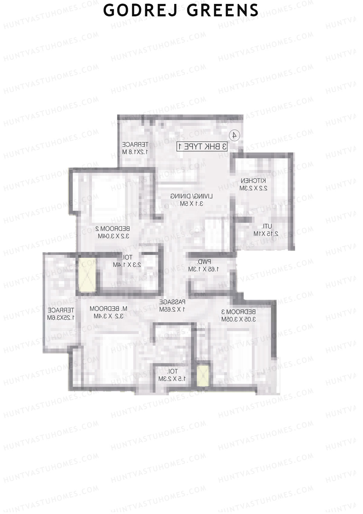 Godrej Greens B2 Wing B Unit 1 (Type 1) Floor Plan