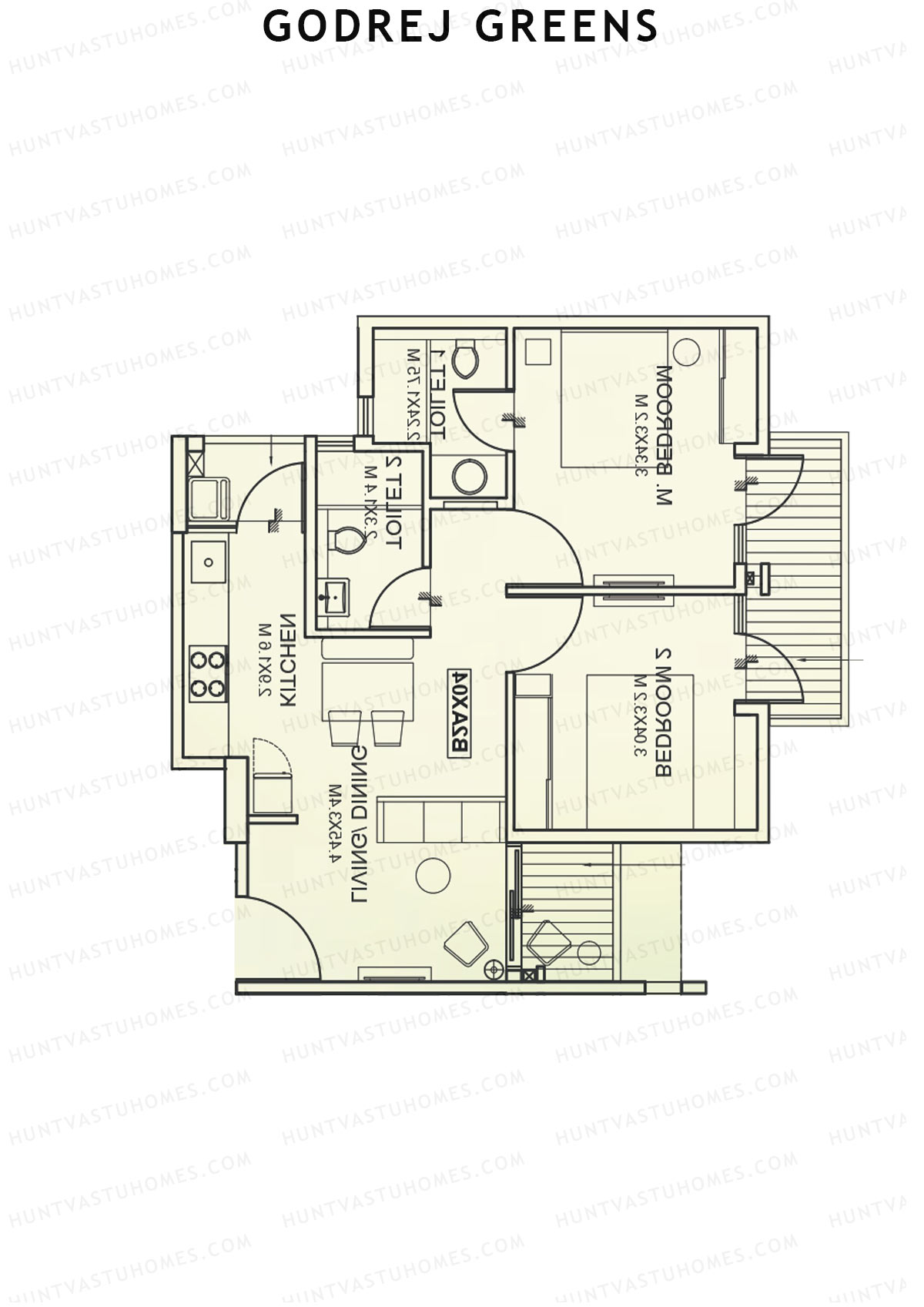 Godrej Greens B2 Wing B Unit 3 Floor Plan