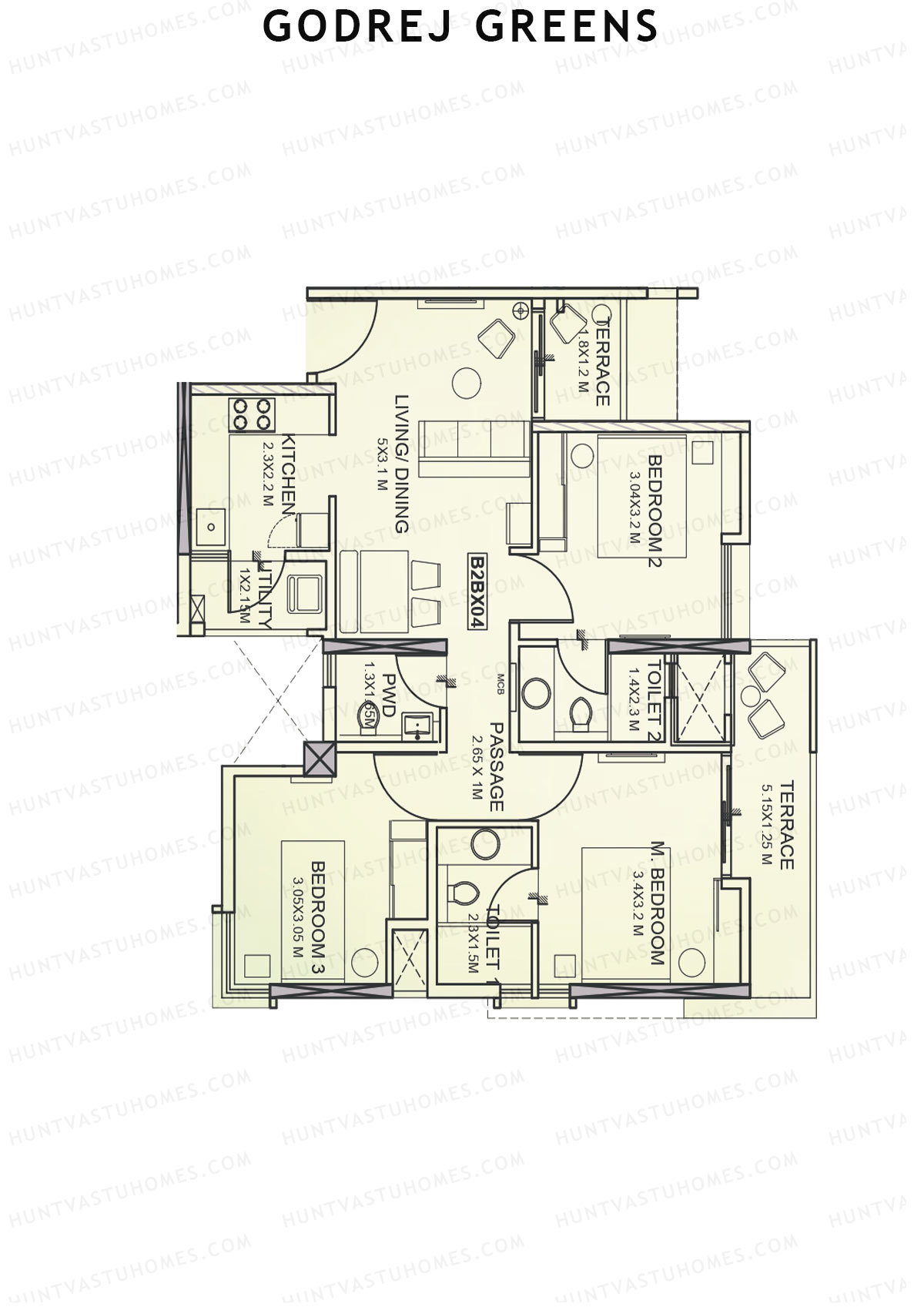Godrej Greens B2 Wing B Unit 4 Floor Plan