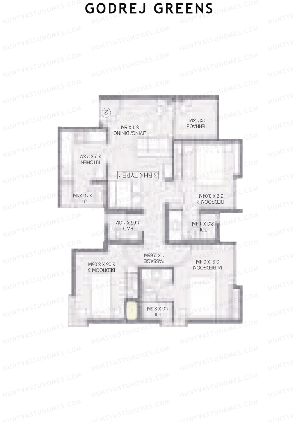 Godrej Greens B2 Wing B Unit 4 (Type 1) Floor Plan
