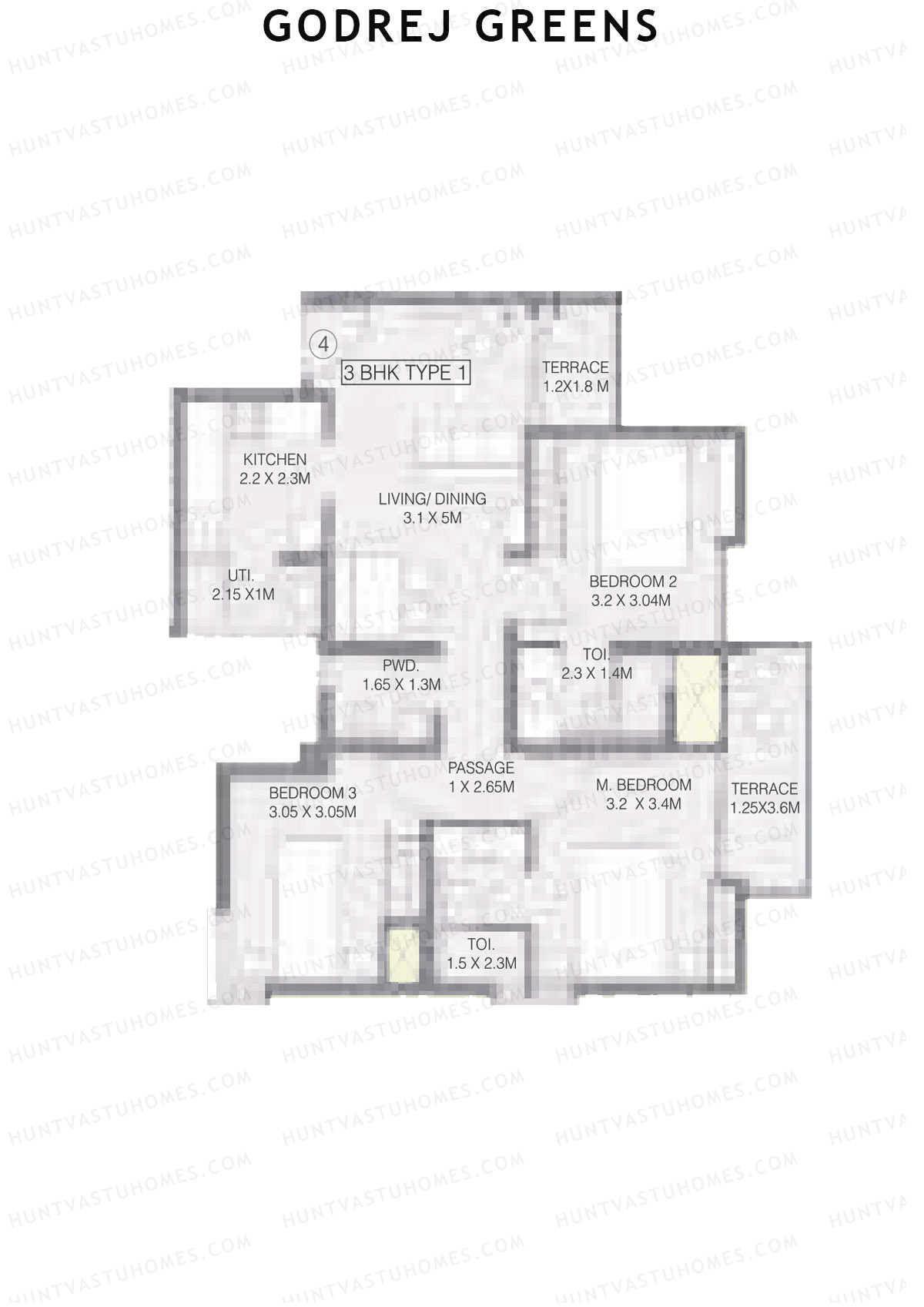 Godrej Greens B2 Wing B Unit 4 (Type 1) Floor Plan
