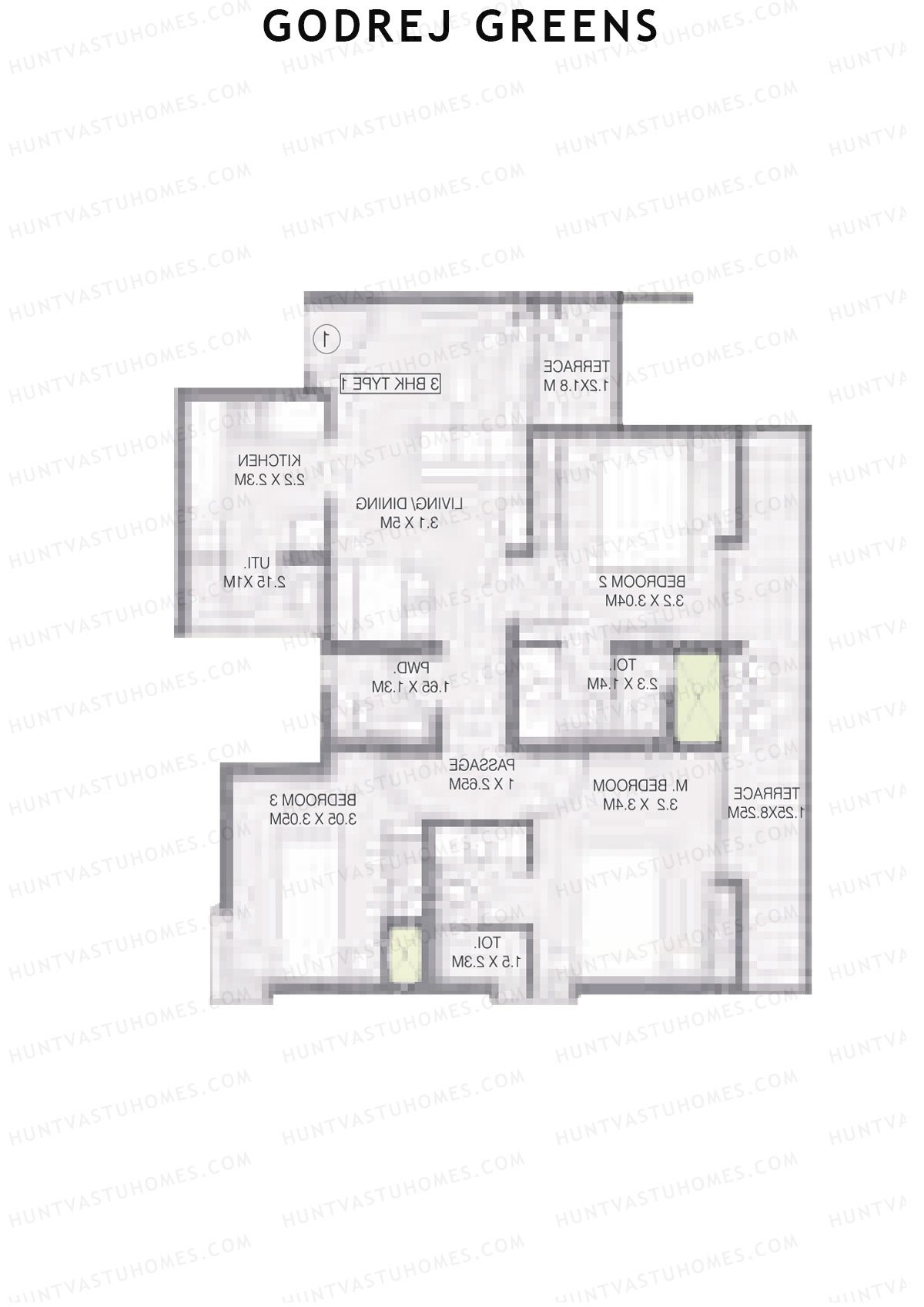 Godrej Greens B2 Wing B Unit 4 (Type 1) Floor Plan