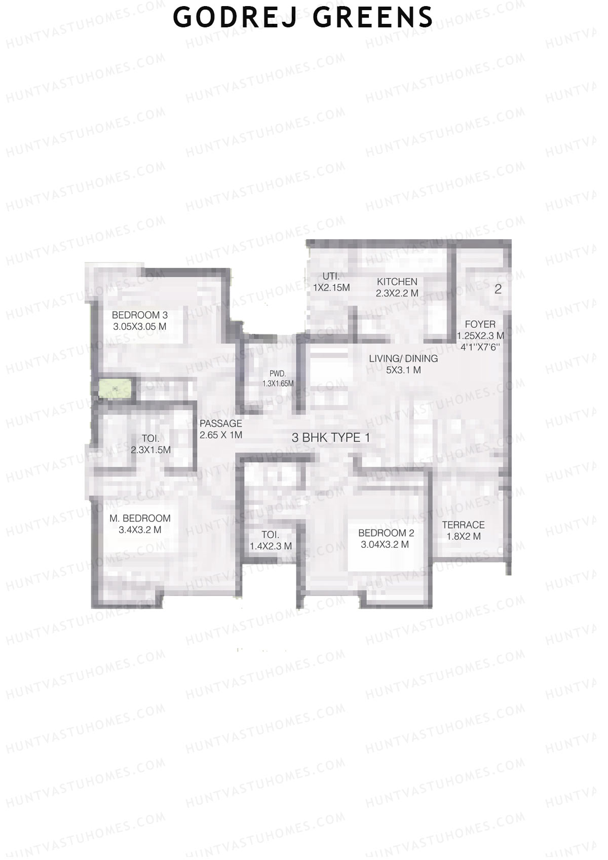 Godrej Greens B3 Wing A Unit 2 (Type 1) Floor Plan