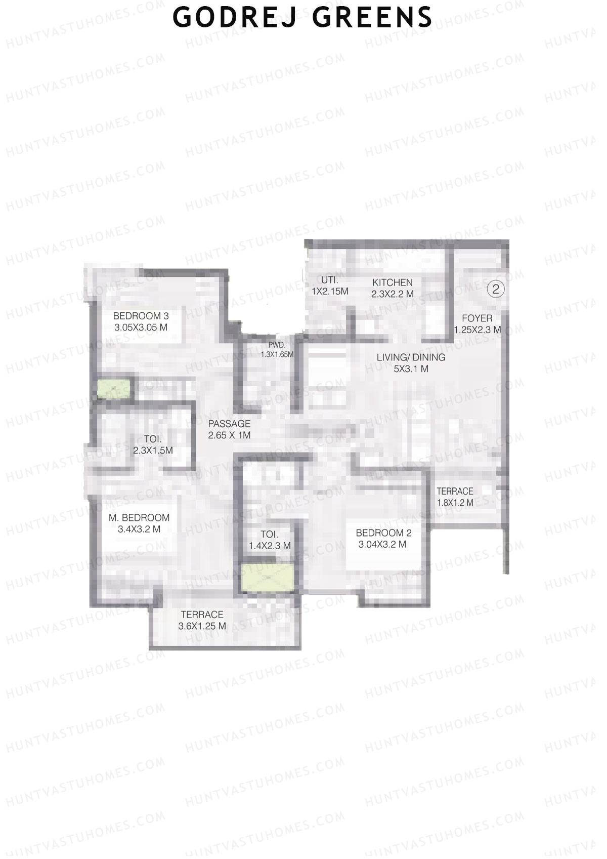 Godrej Greens B3 Wing A Unit 2 (Type 1) Floor Plan