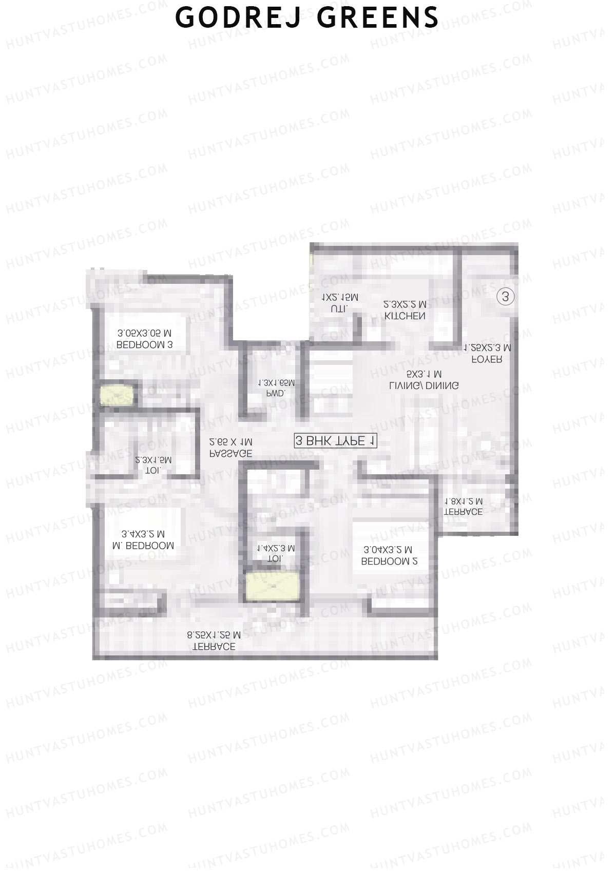 Godrej Greens B3 Wing A Unit 2 (Type 1) Floor Plan