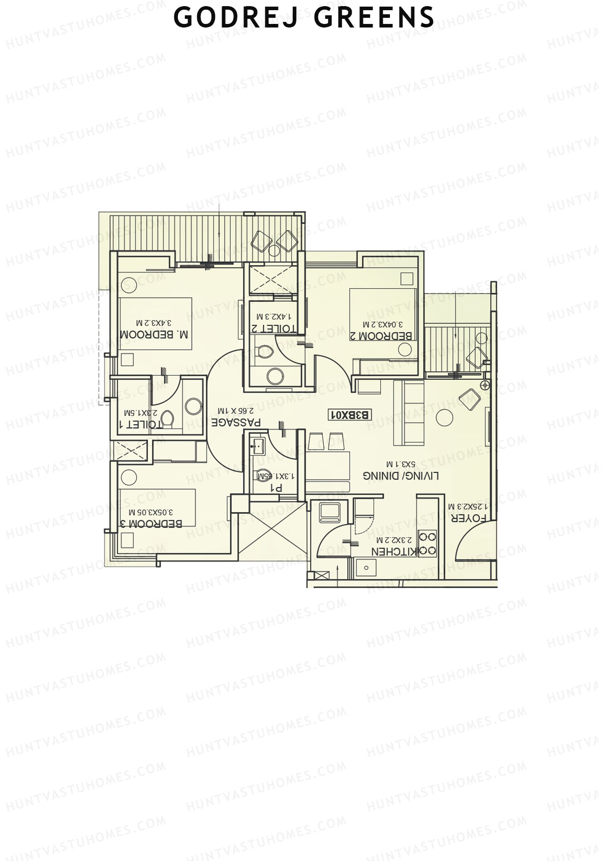 Godrej Greens B3 Wing A Unit 3 Floor Plan