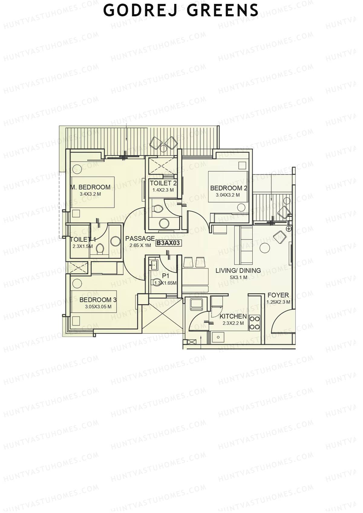 Godrej Greens B3 Wing A Unit 3 Floor Plan