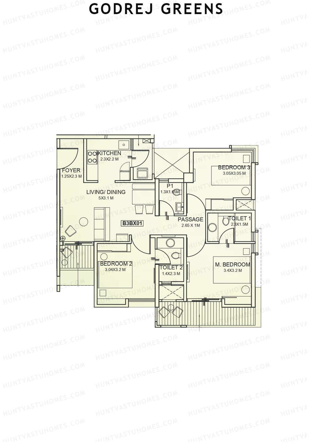 Godrej Greens B3 Wing B Unit 1 Floor Plan