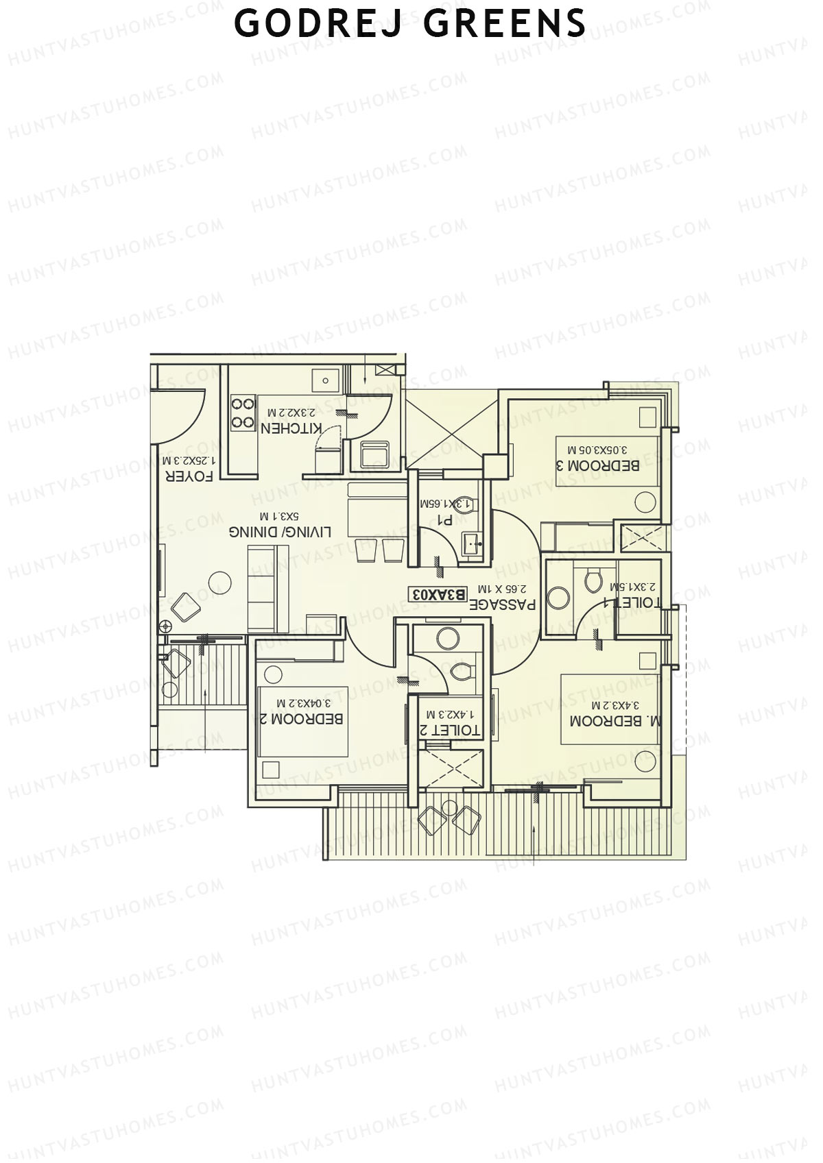 Godrej Greens B3 Wing B Unit 1 Floor Plan