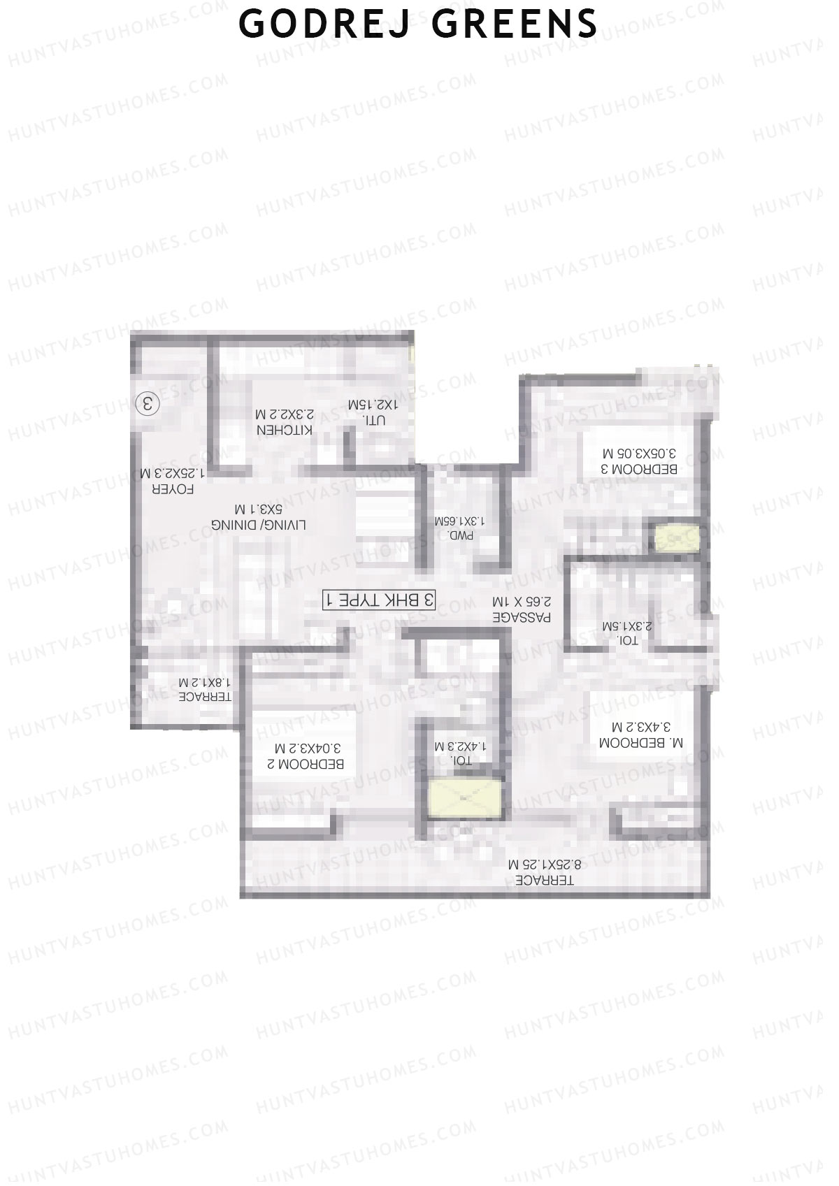 Godrej Greens B3 Wing B Unit 1 (Type 1) Floor Plan