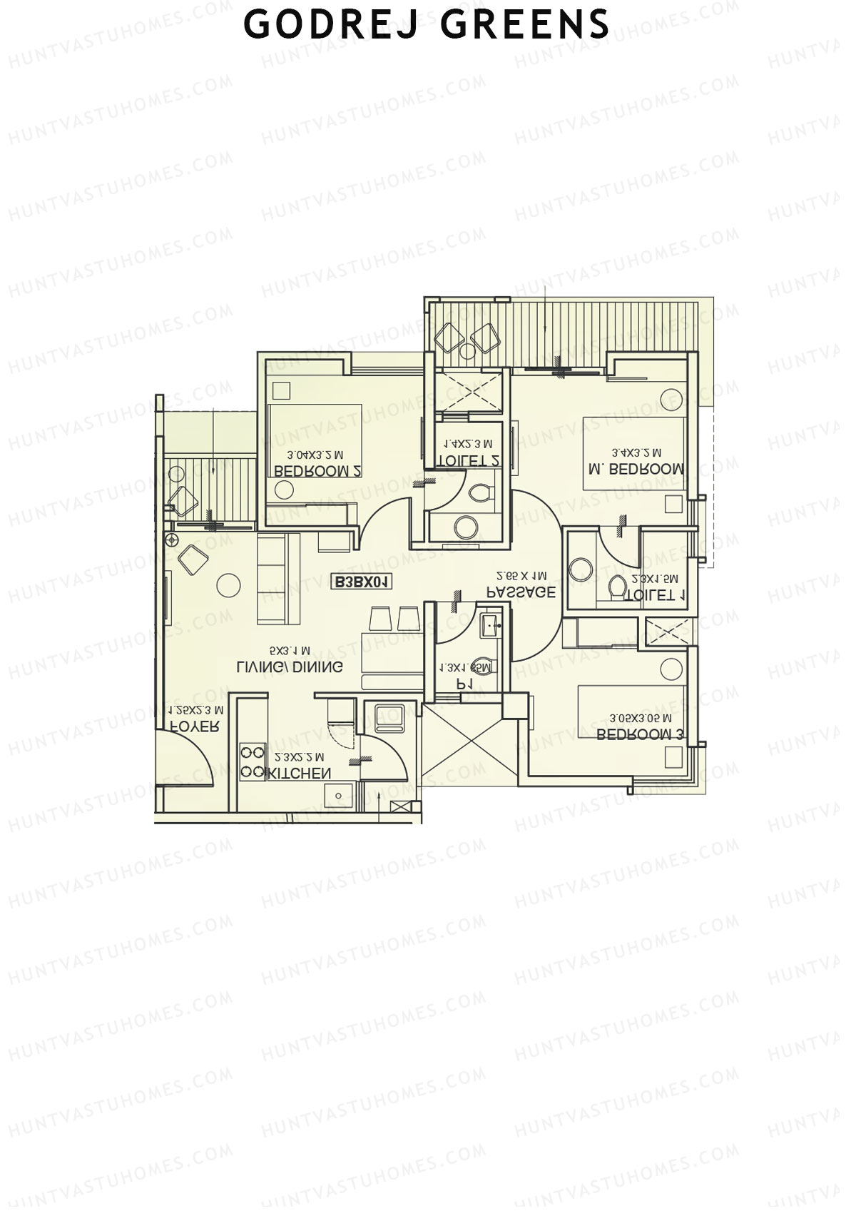 Godrej Greens B3 Wing B Unit 4 Floor Plan