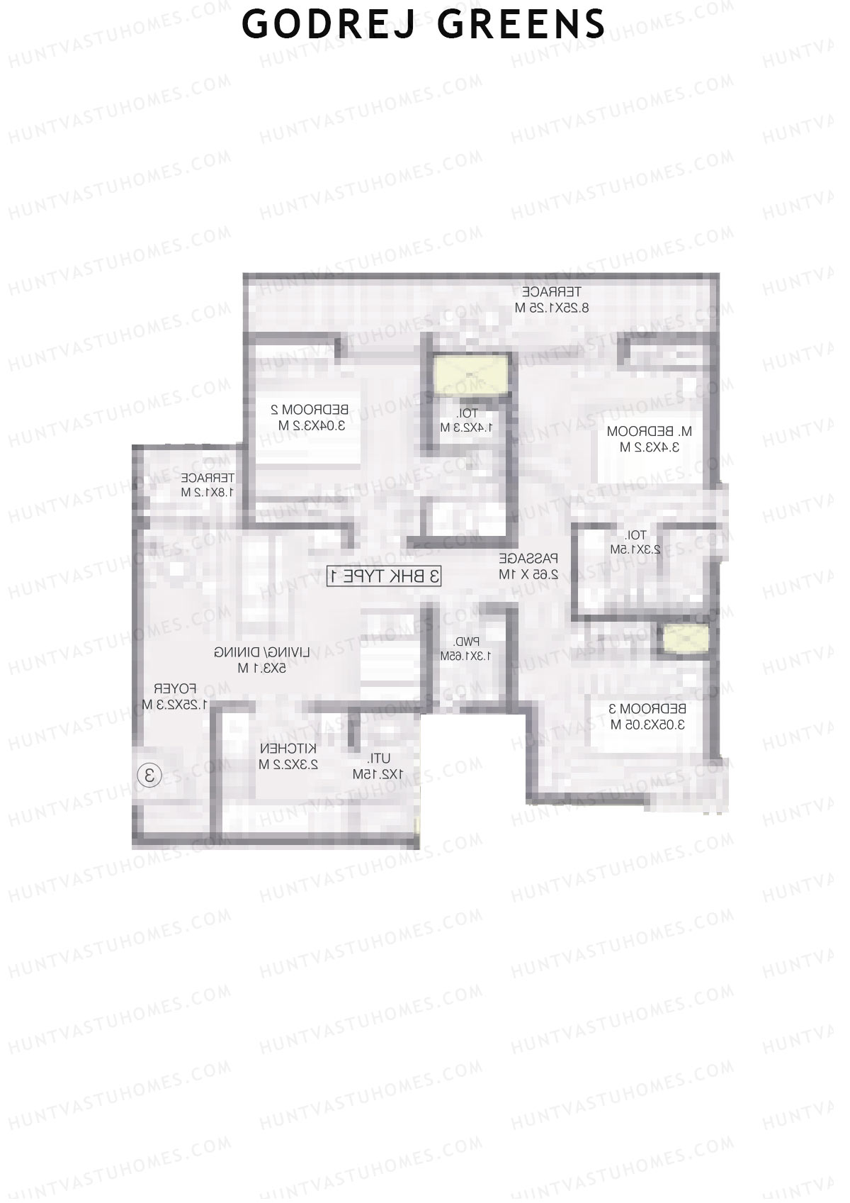 Godrej Greens B3 Wing B Unit 4 (Type 1) Floor Plan
