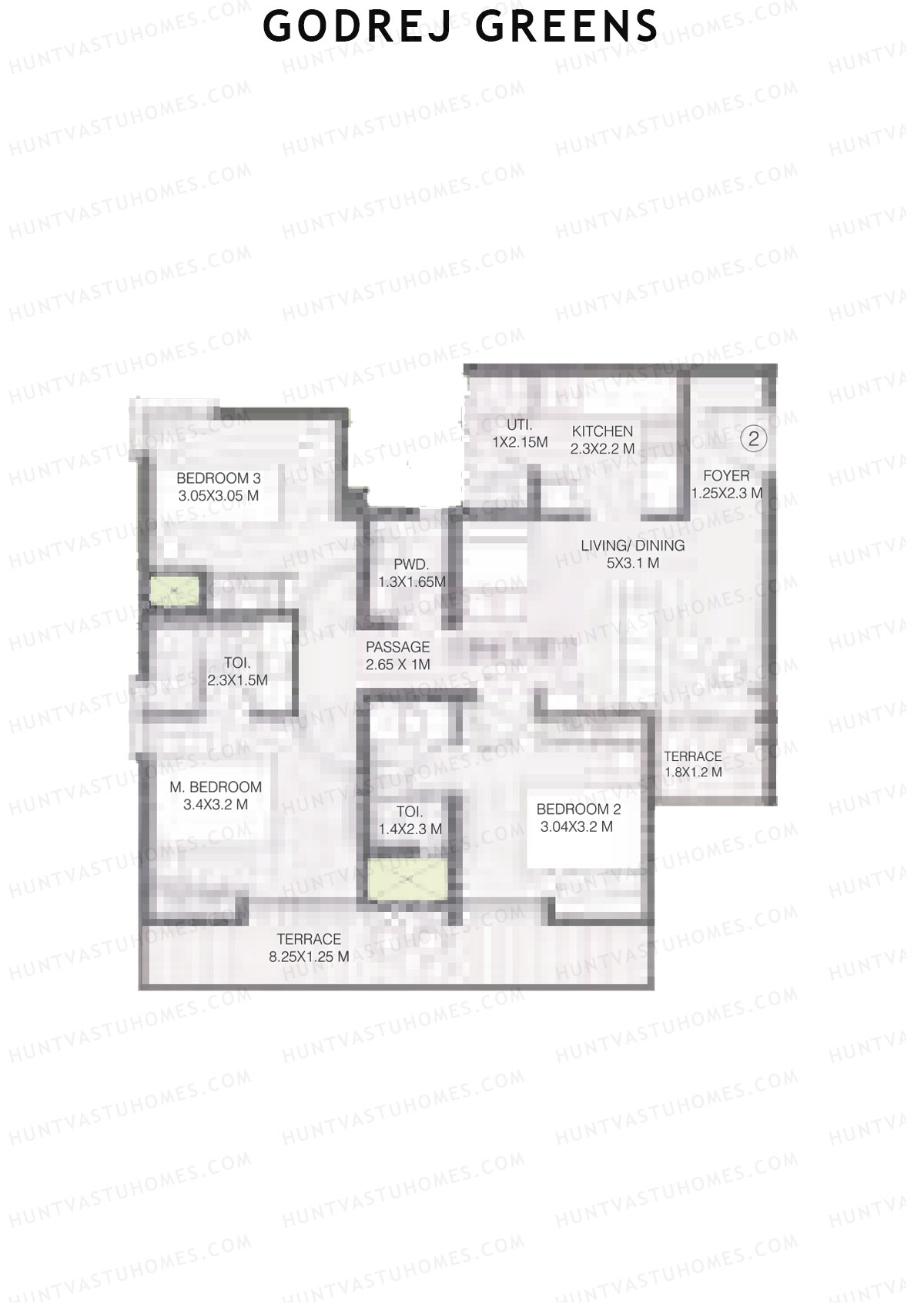 Godrej Greens B4 Wing A Unit 2 (Type 1) Floor Plan