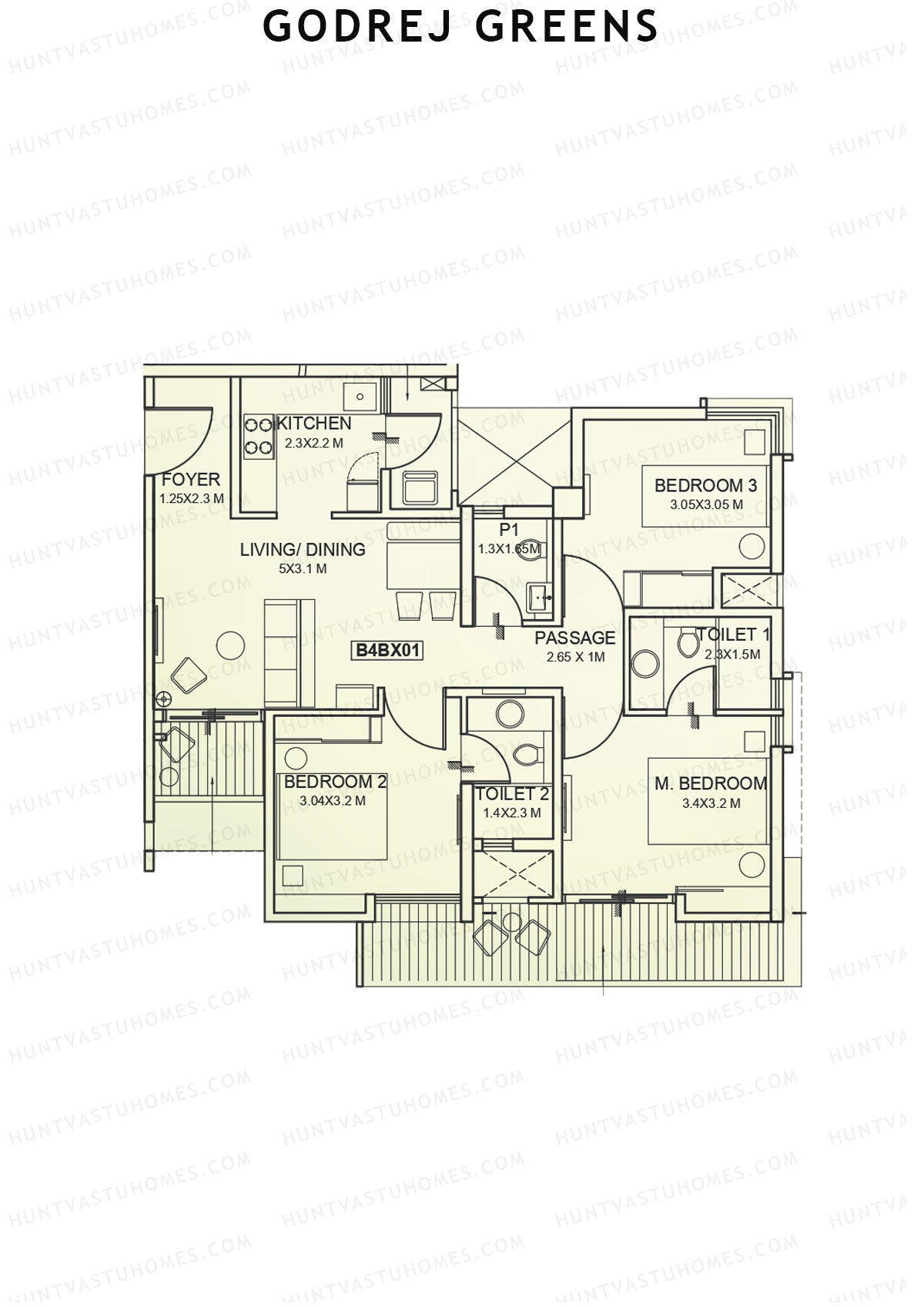 Godrej Greens B4 Wing B Unit 1 Floor Plan